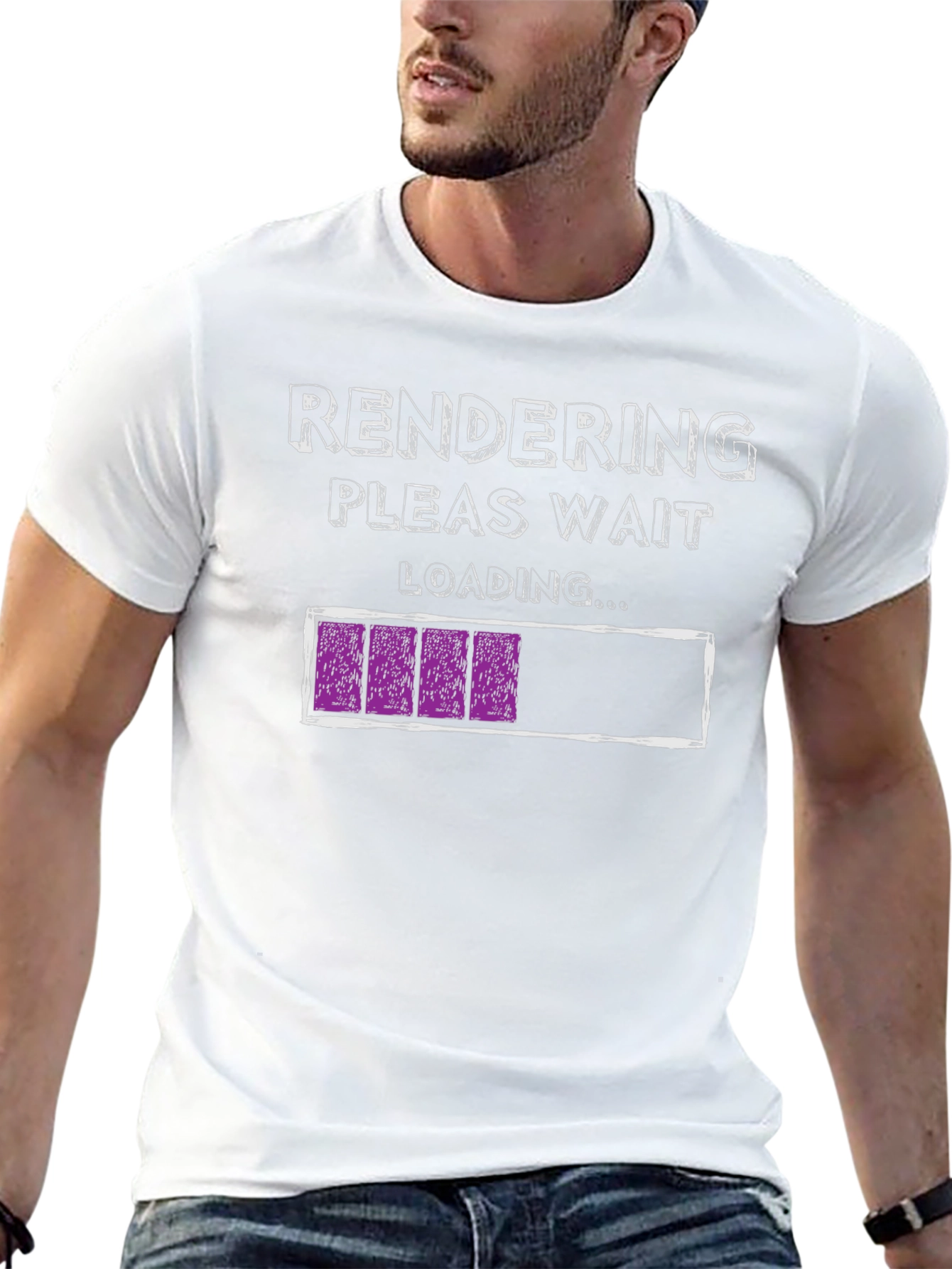 Black Rendering Please Wait Loading Funny Black T-Shirt view 13