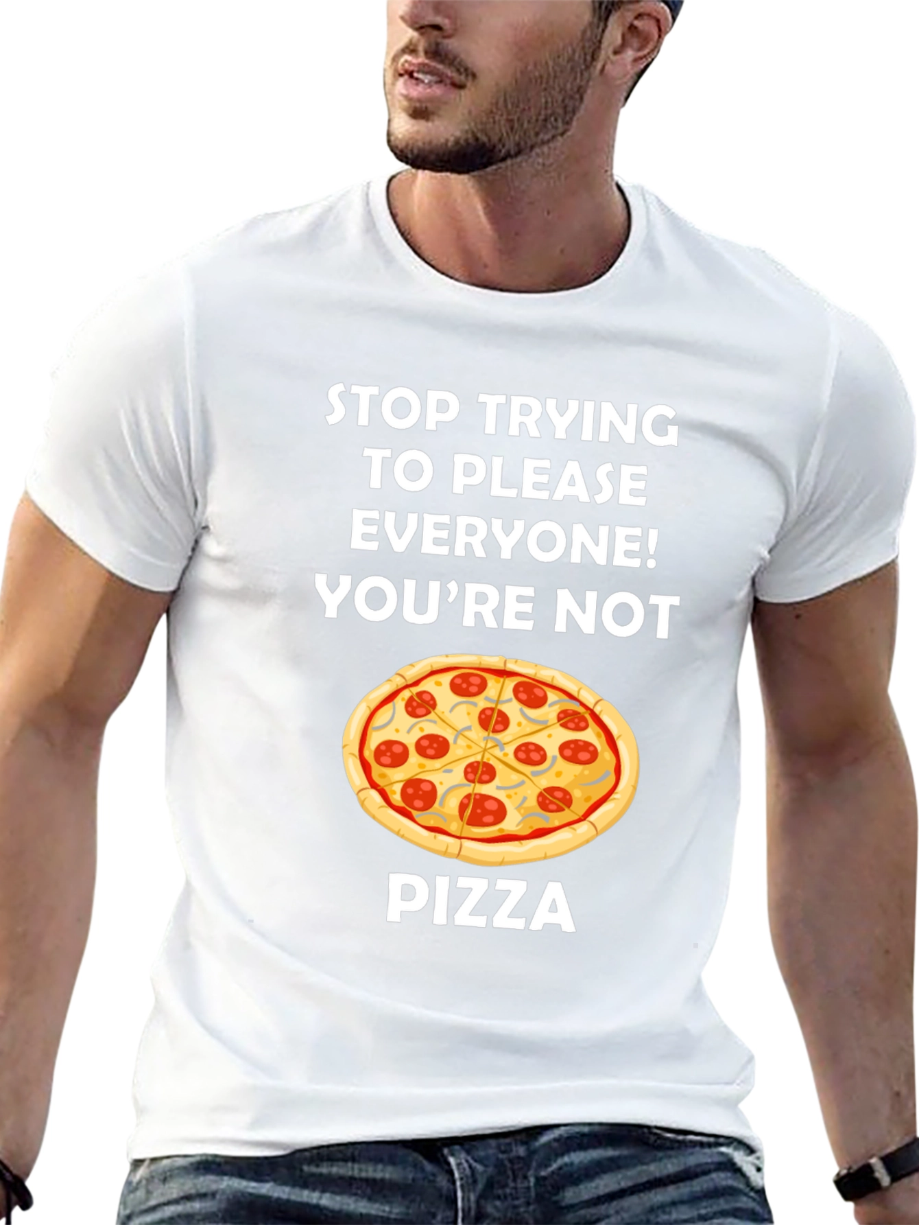 Black Funny Pizza Graphic Tee - Stop Trying to Please Everyone T-Shirt view 13