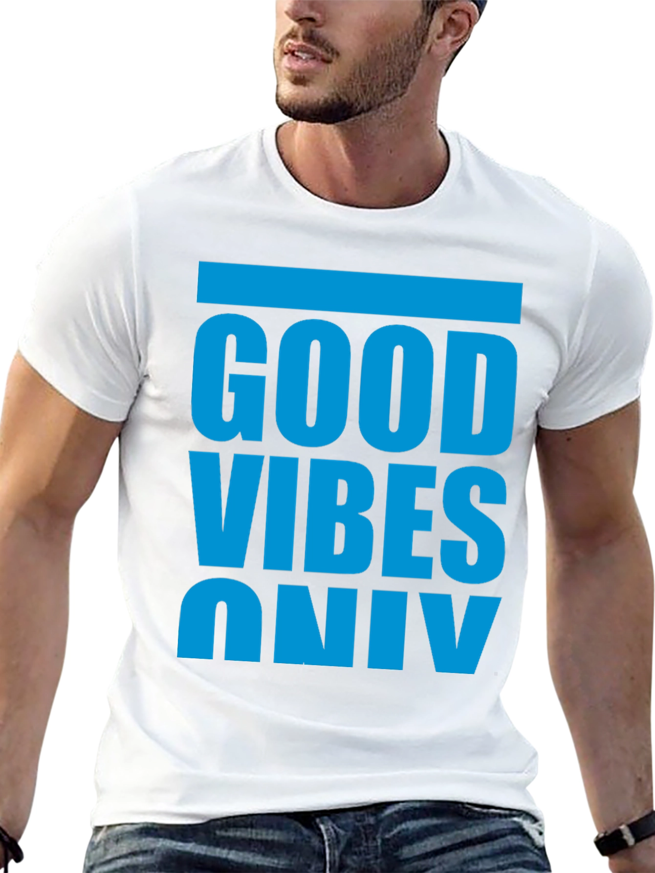 Black Good Vibes Only T-Shirt - Casual Graphic Tee view 13