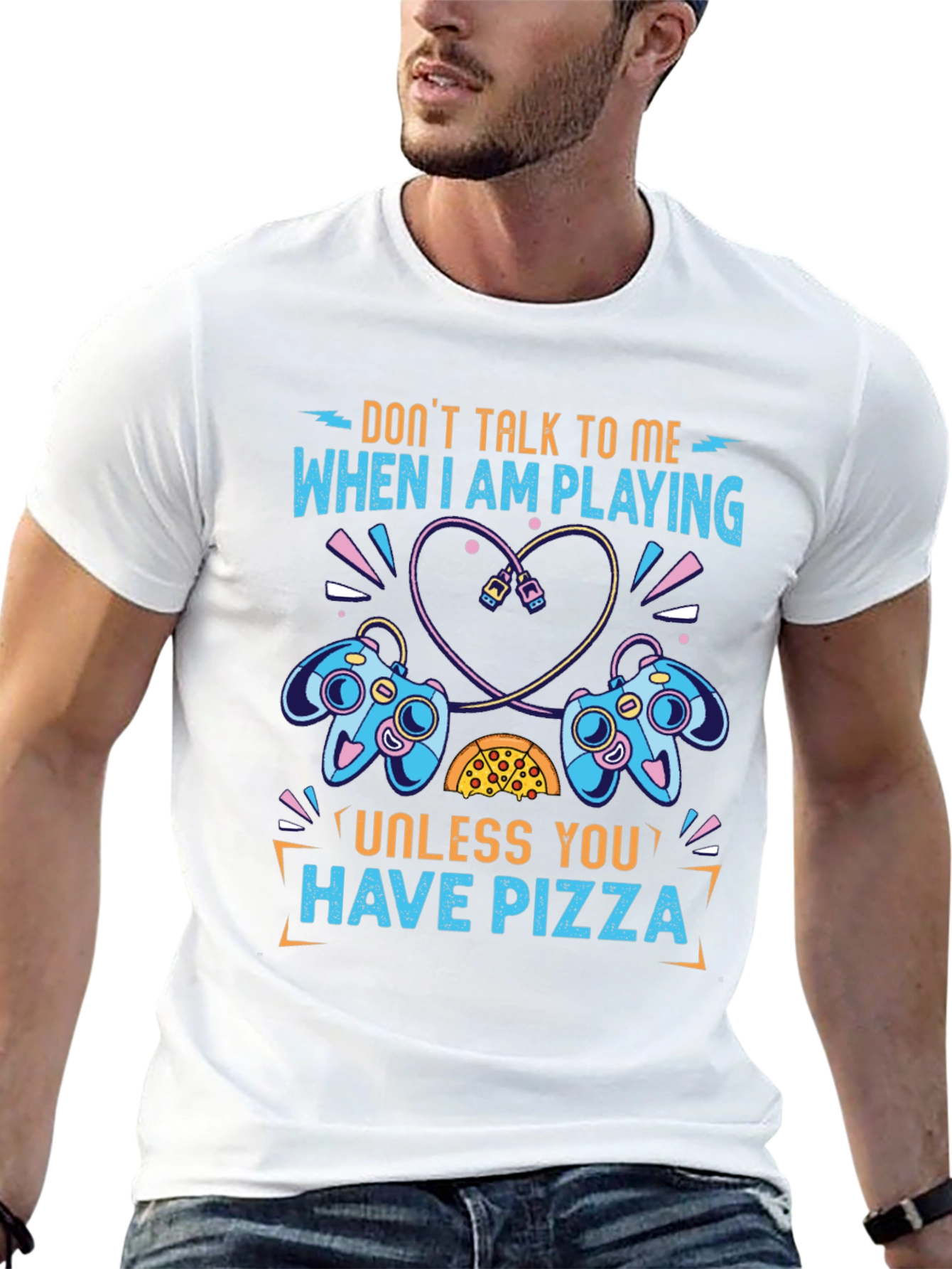 Black Gamer T-Shirt - Don't Talk To Me Unless You Have Pizza view 13