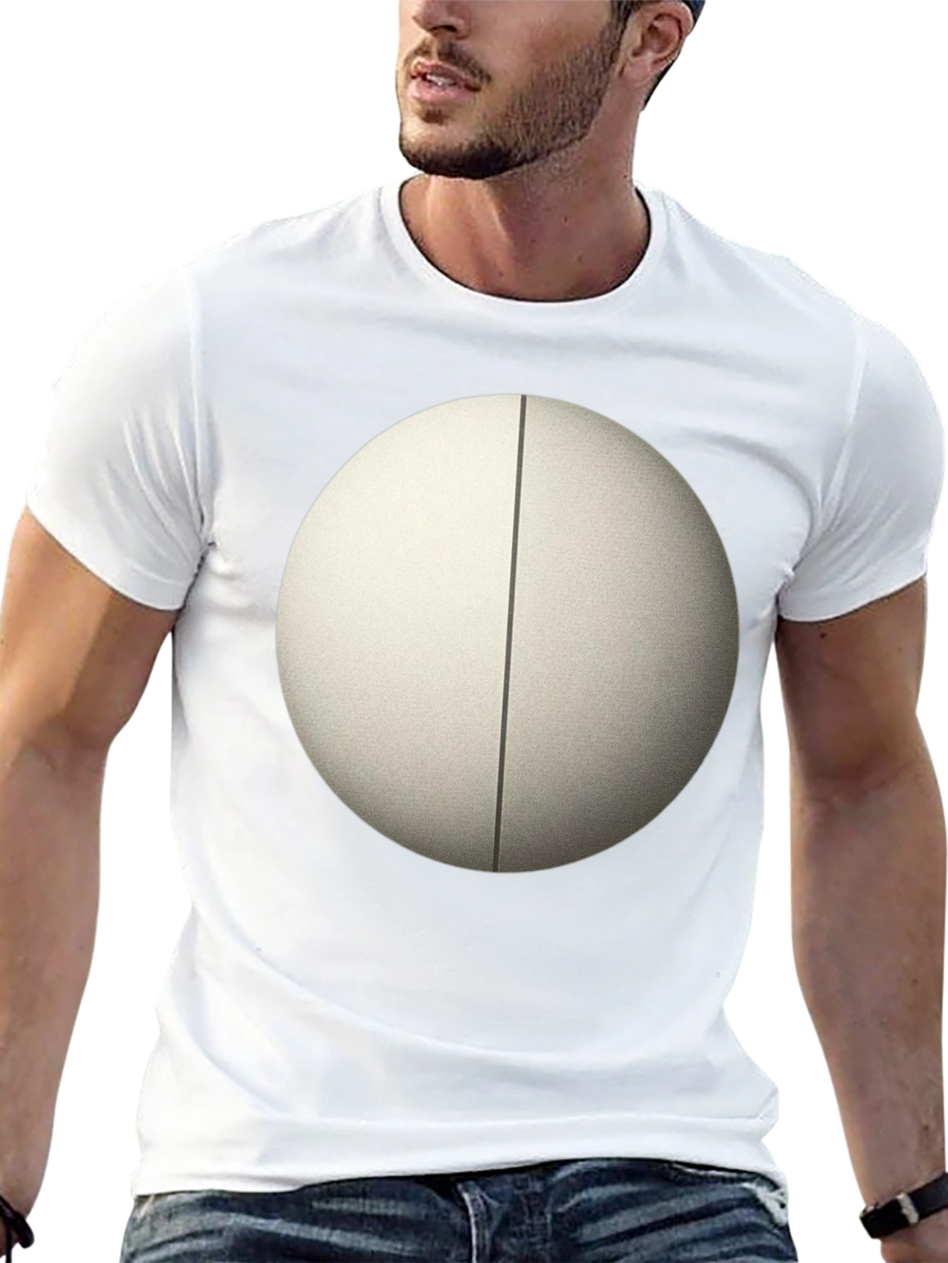 Black Minimalist Circle Tee - Black Cotton Blend view 13