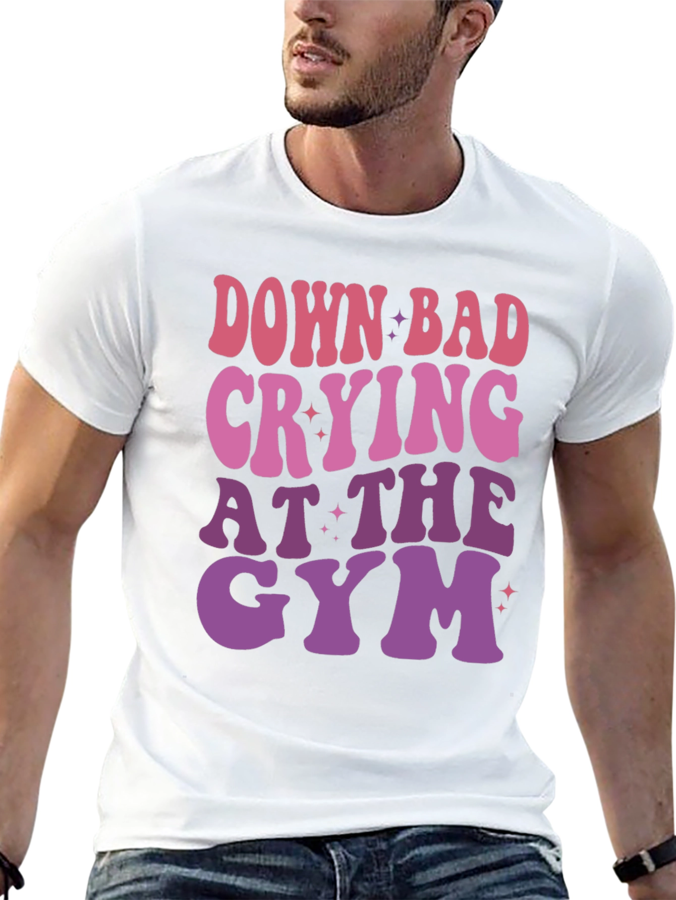Black Down Bad Crying at The Gym Graphic T-Shirt view 13
