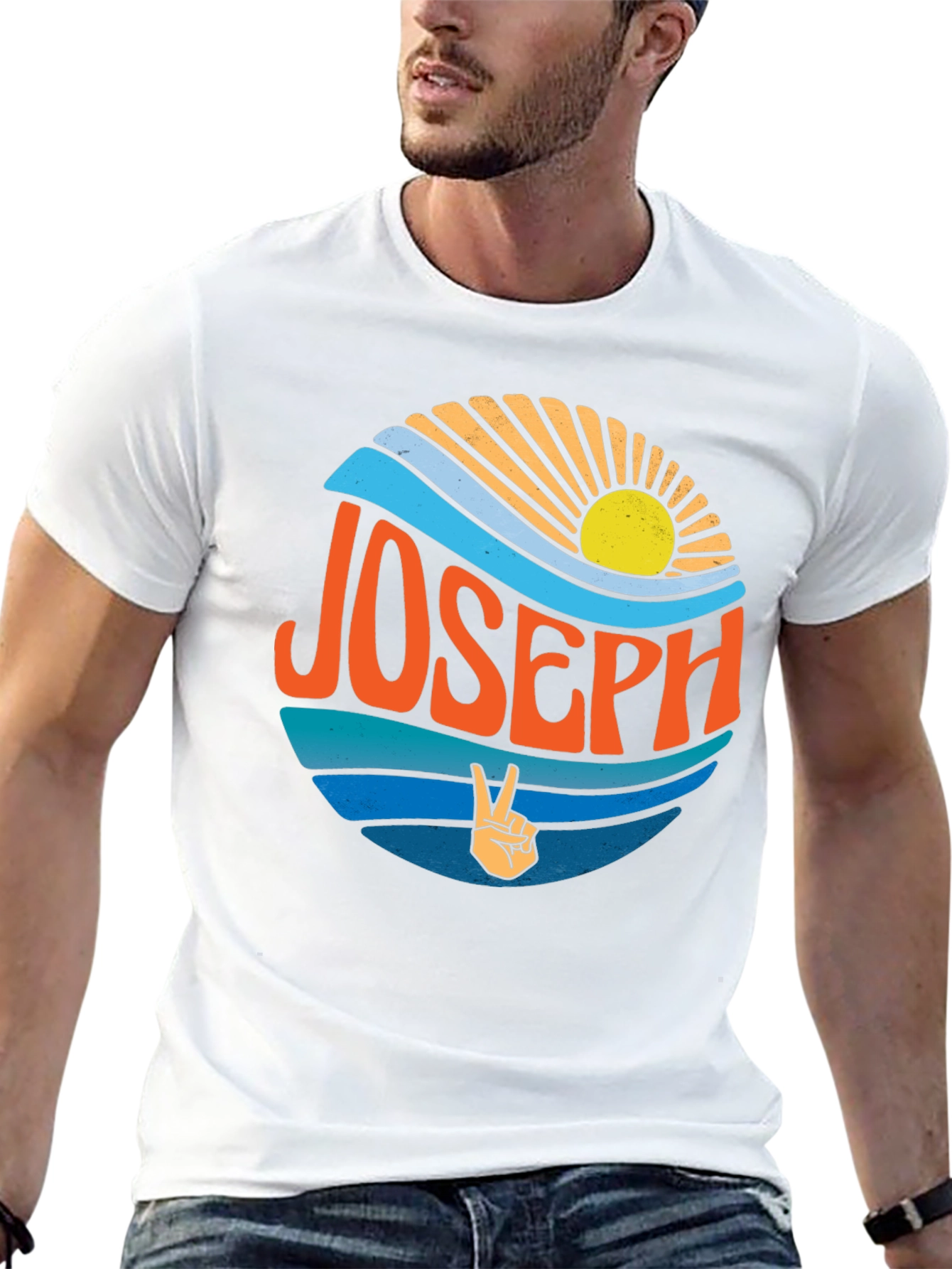 Black Joseph Retro Sunset T-Shirt - Custom Name Tee view 13
