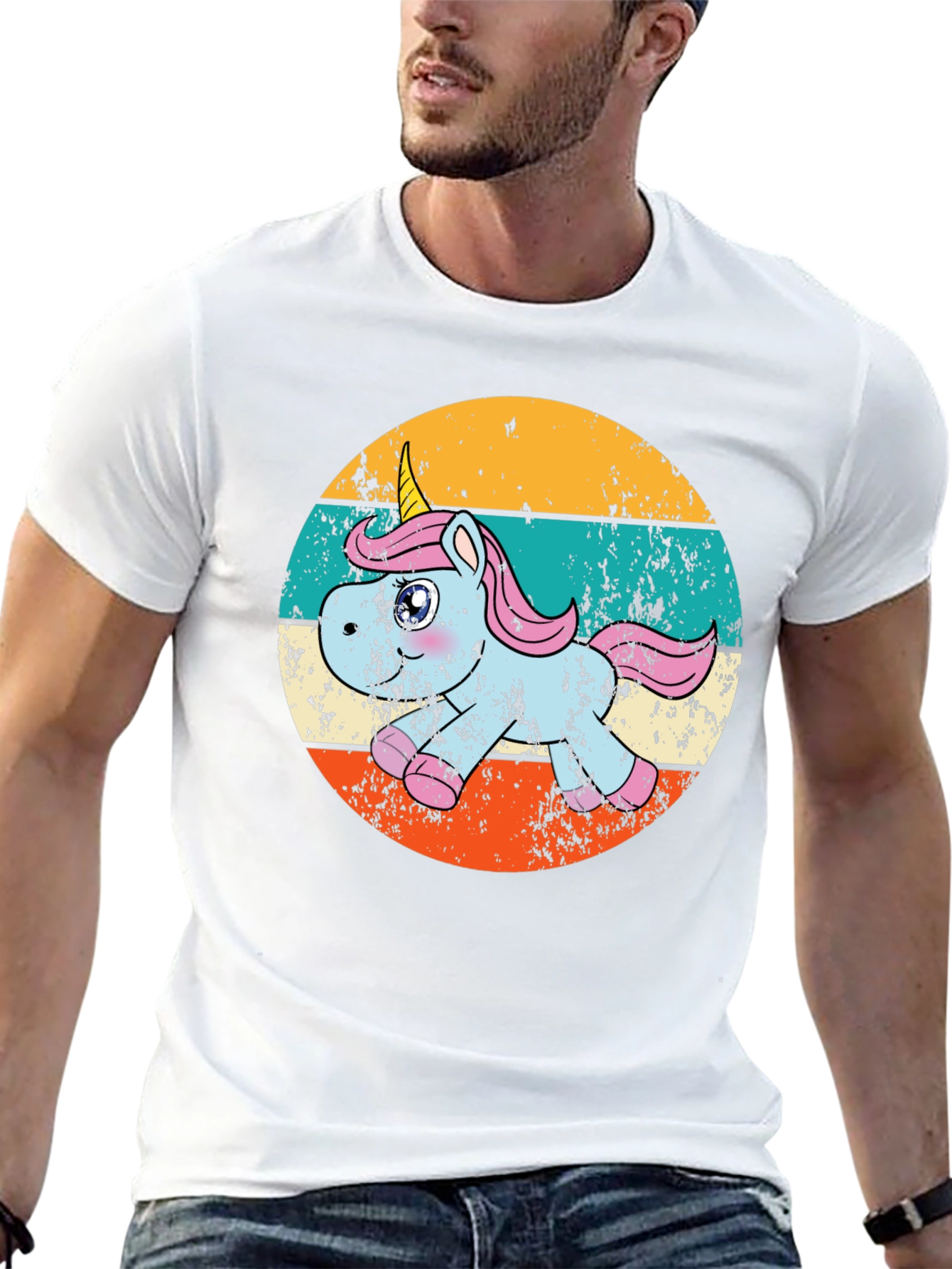 Black Retro Unicorn Graphic T-Shirt view 13