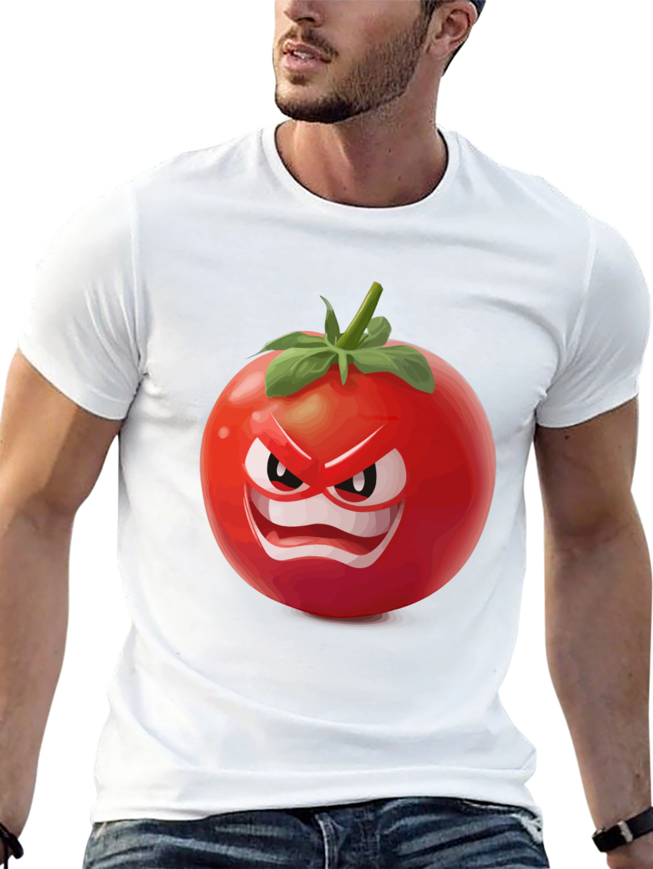 Black Angry Tomato Graphic T-Shirt - Funny Food Tee view 13