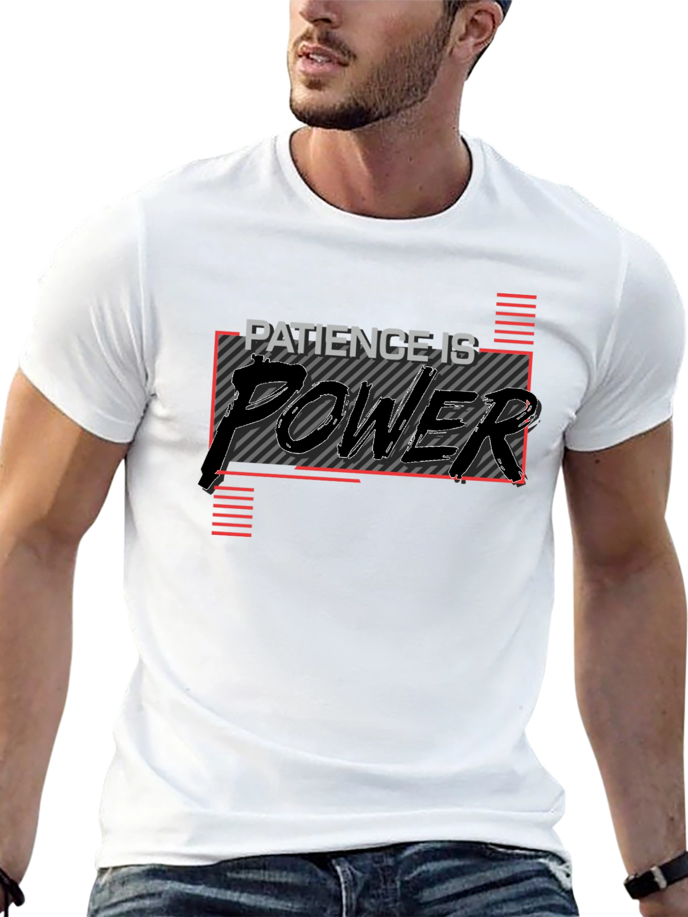 Black Patience is Power Graphic Tee - Motivational Black T-Shirt view 13