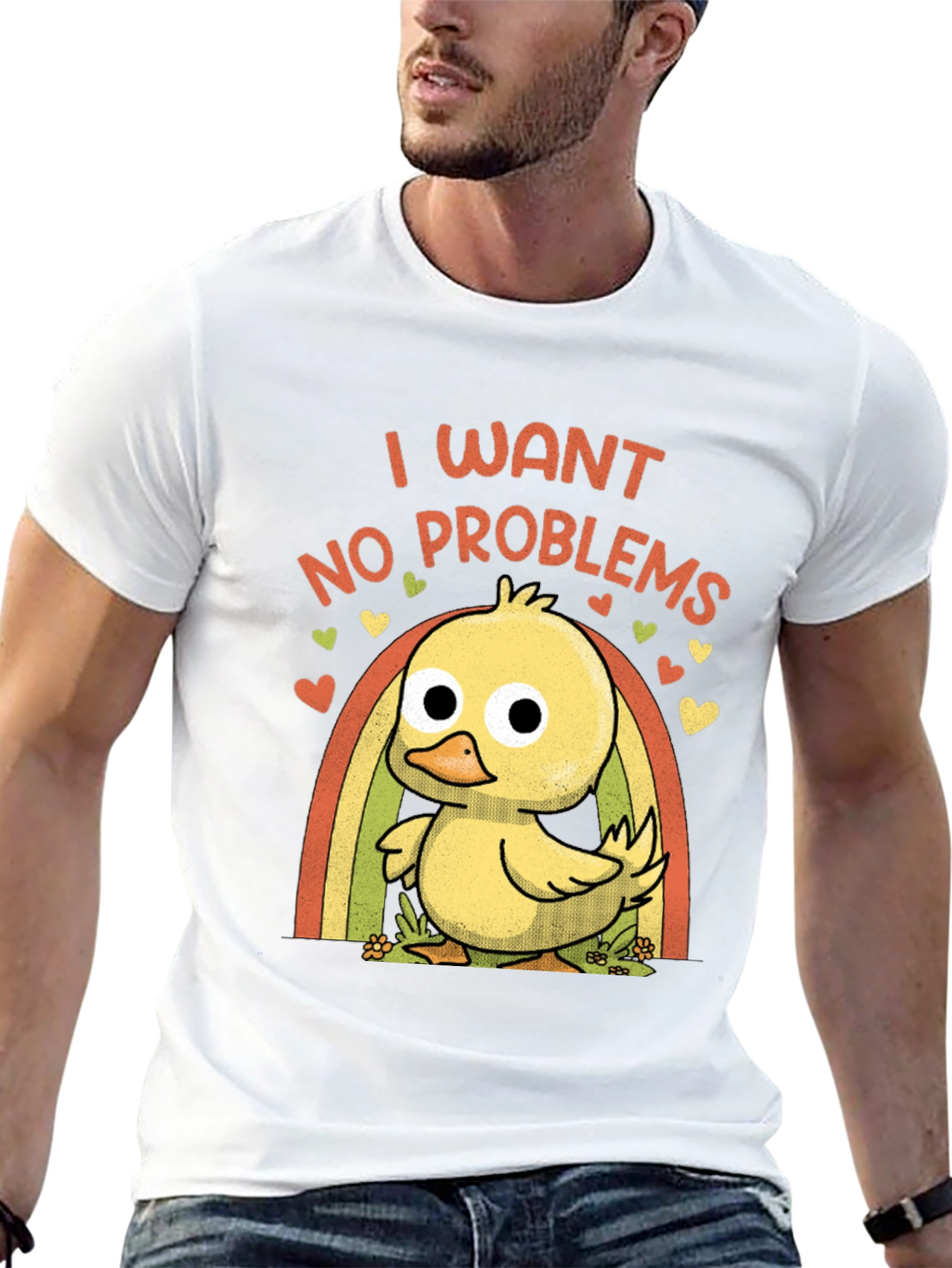 Black I Want No Problems Duck T-Shirt view 13