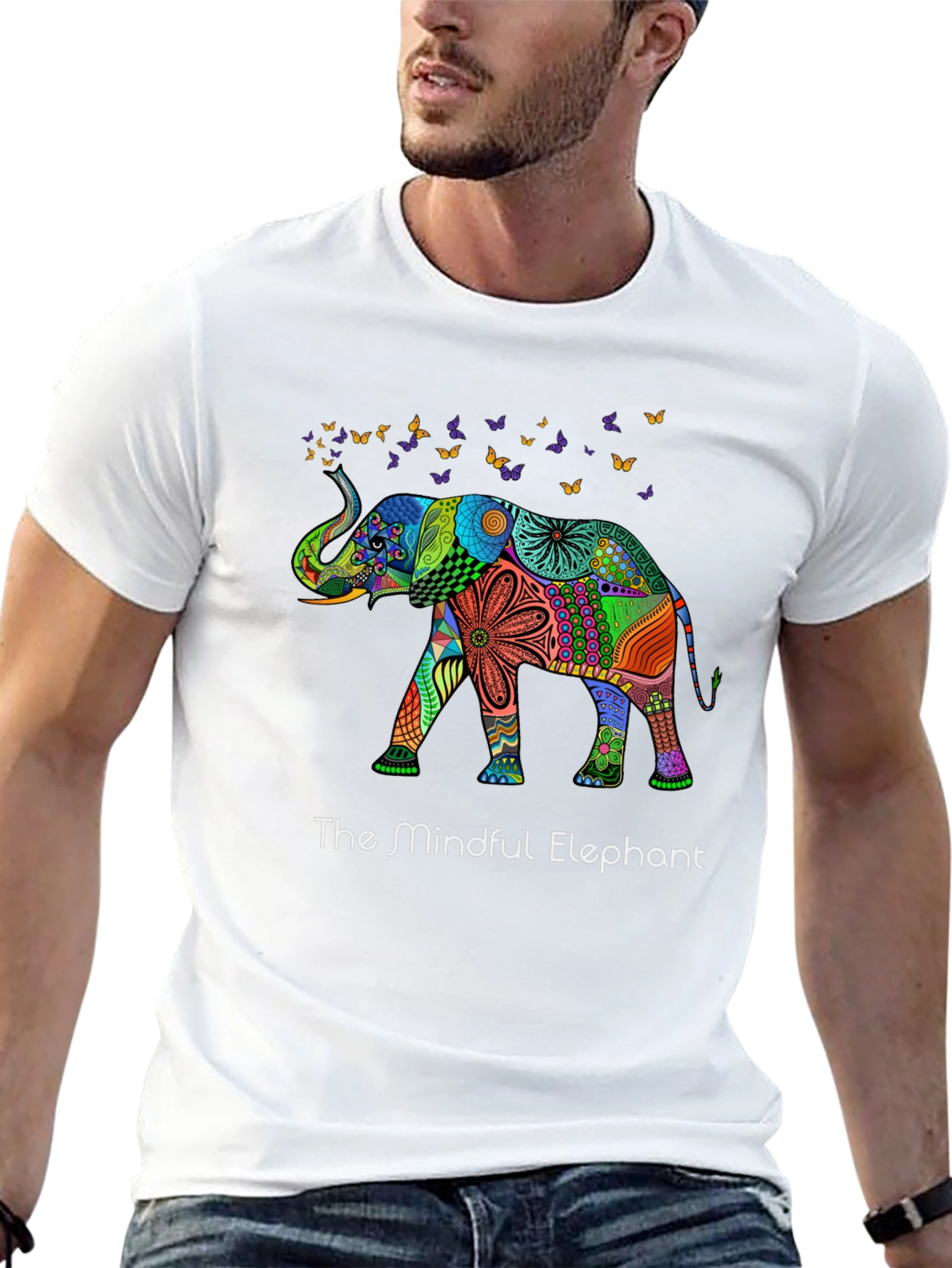 Black Mindful Elephant Graphic Tee - Unique Design view 13