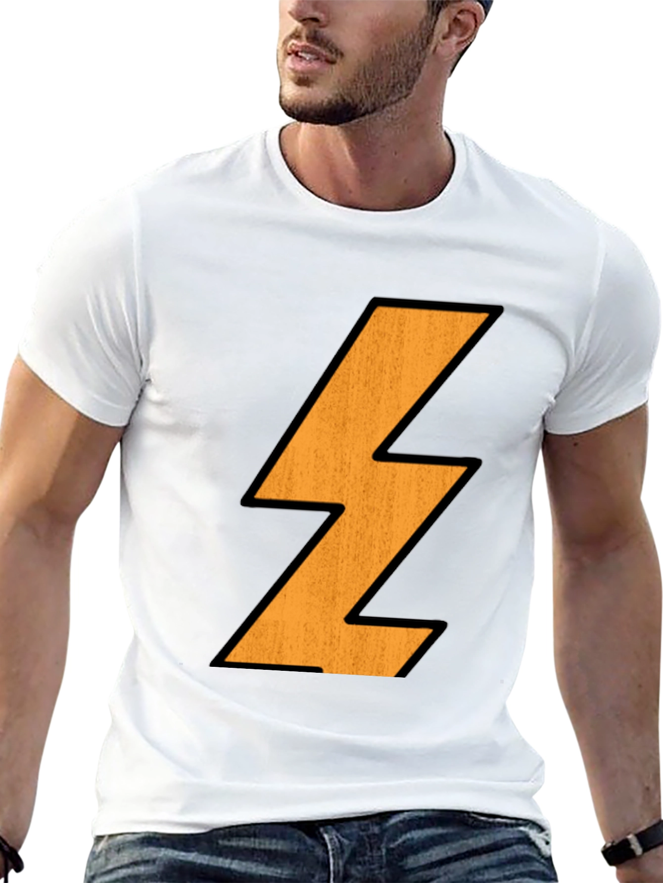 Black Lightning Bolt Graphic Tee - Black Cotton T-Shirt view 13