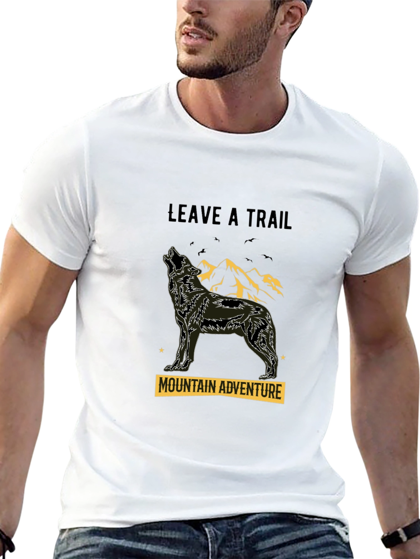 Black Black Wolf Mountain Adventure Graphic Tee view 13