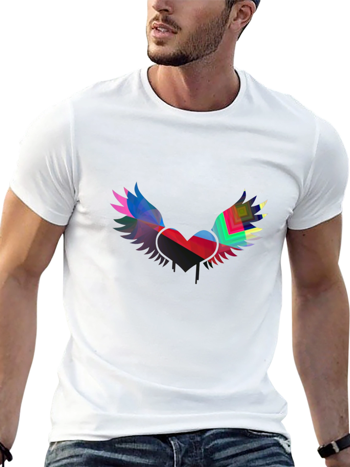 Black Winged Heart Graphic Black Tee view 13