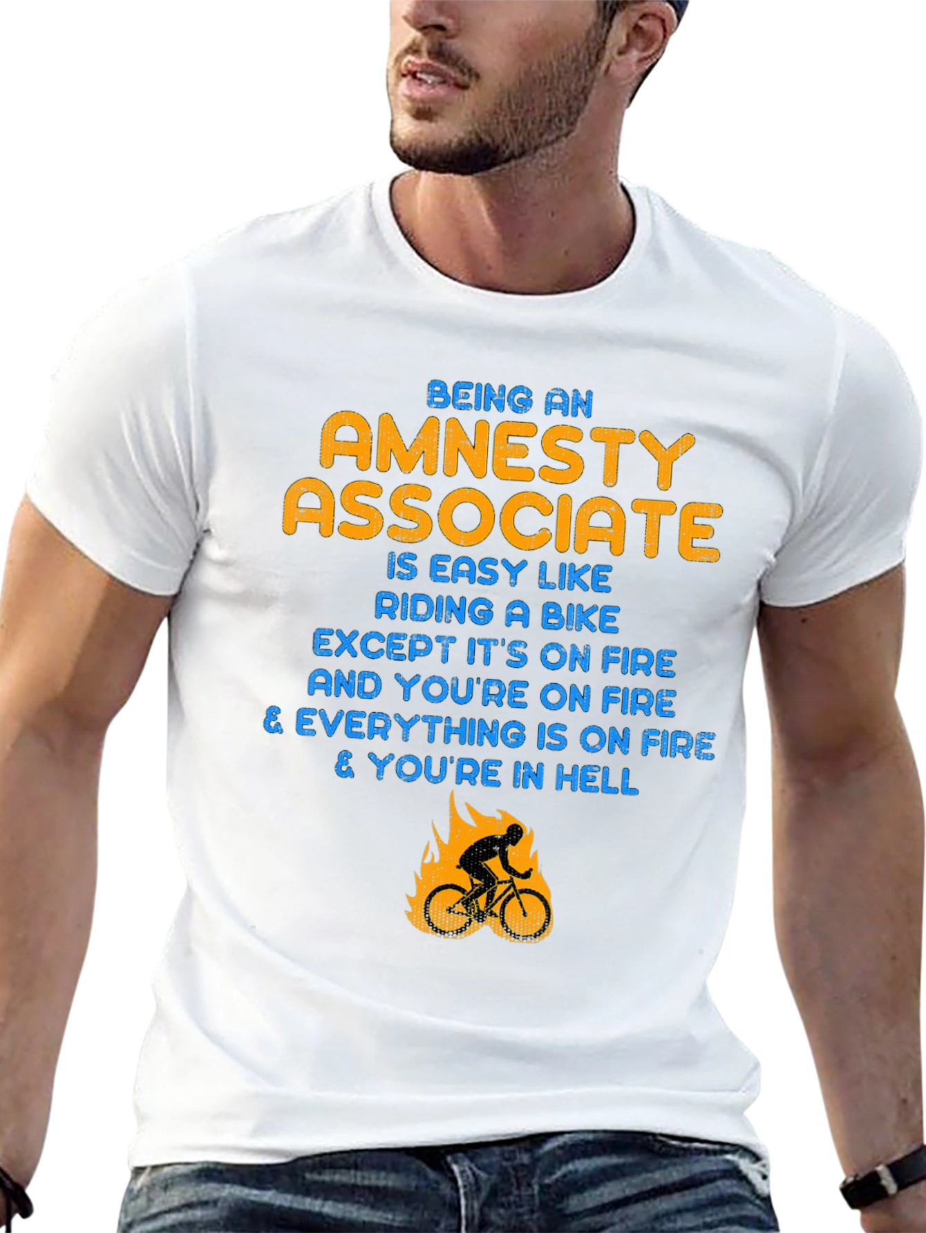 Black Amnesty Associate T-Shirt: Riding a Bike in Hell view 13