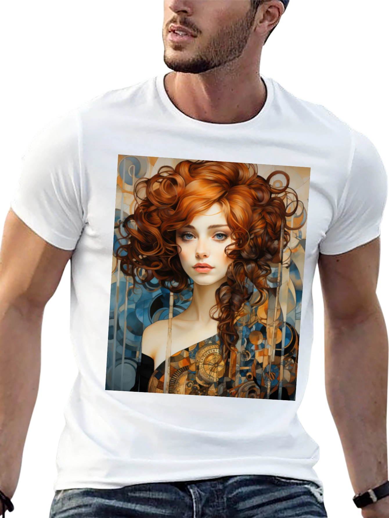 Black Art Nouveau Woman Graphic Black T-Shirt view 13
