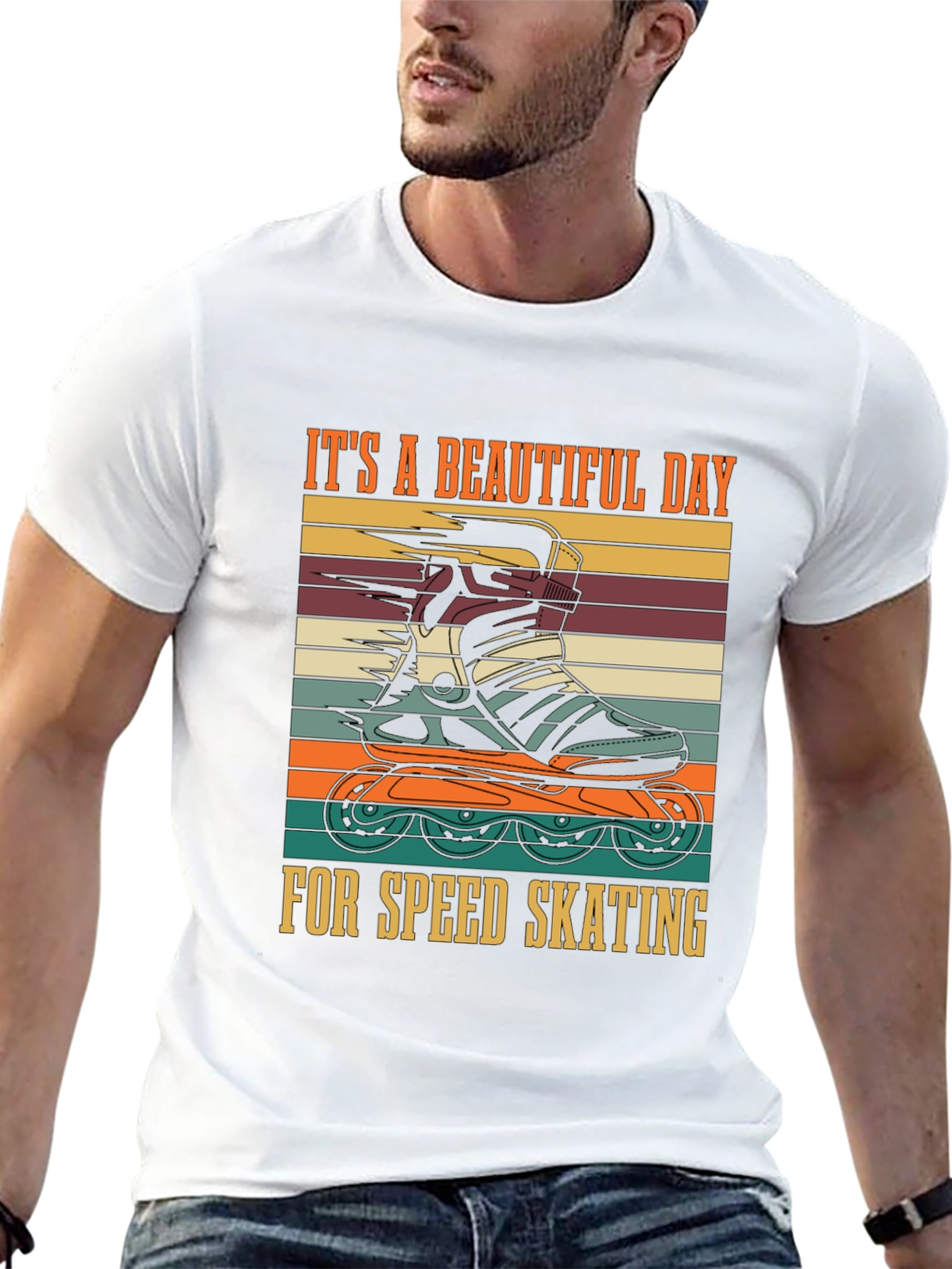 Black Retro Speed Skating T-Shirt - A Beautiful Day view 13