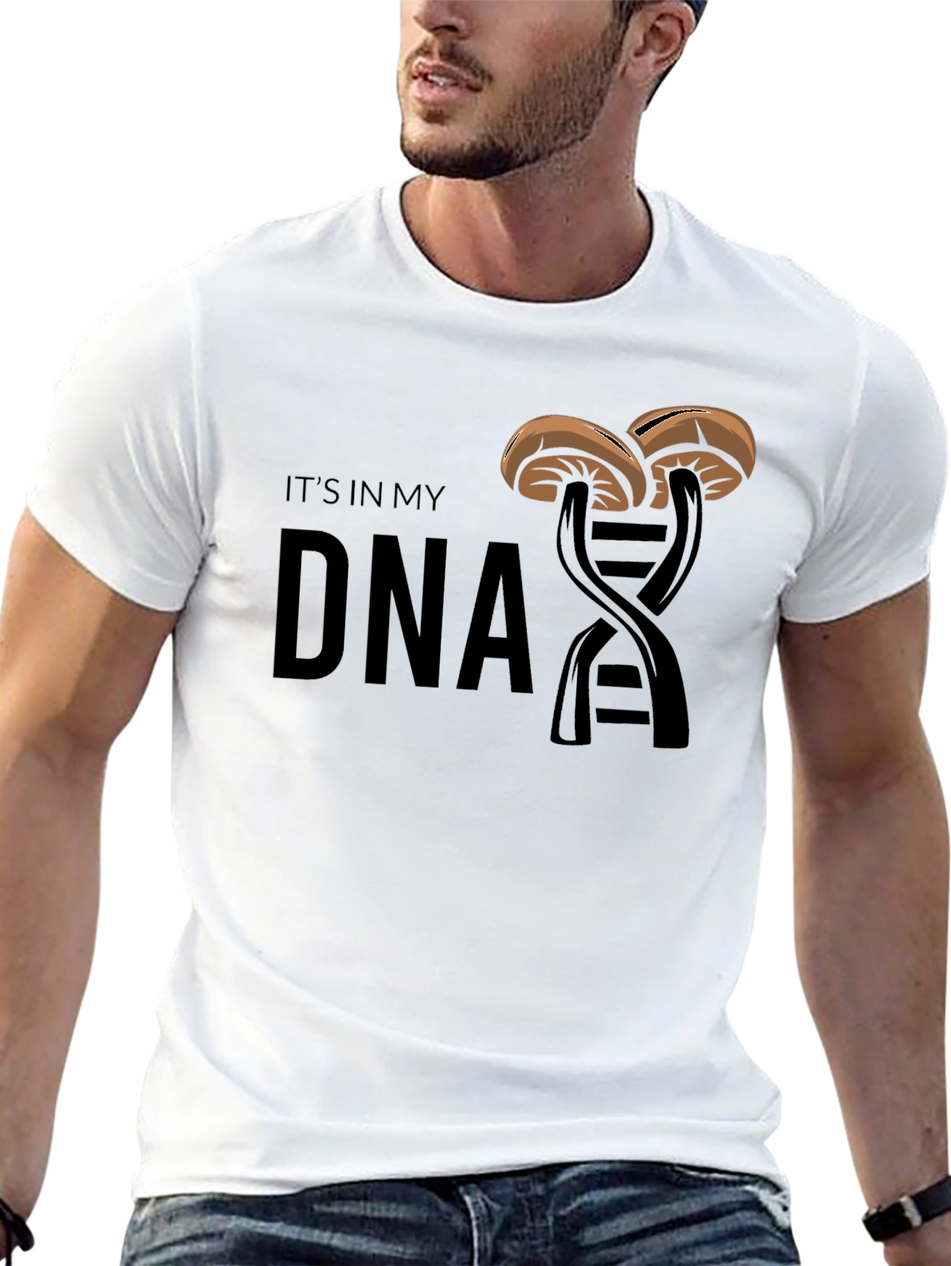 Black Mushroom DNA Graphic Tee - Unique & Stylish view 13
