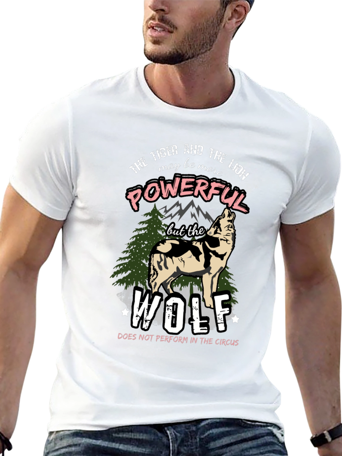 Black The Wolf Powerful T-Shirt view 13