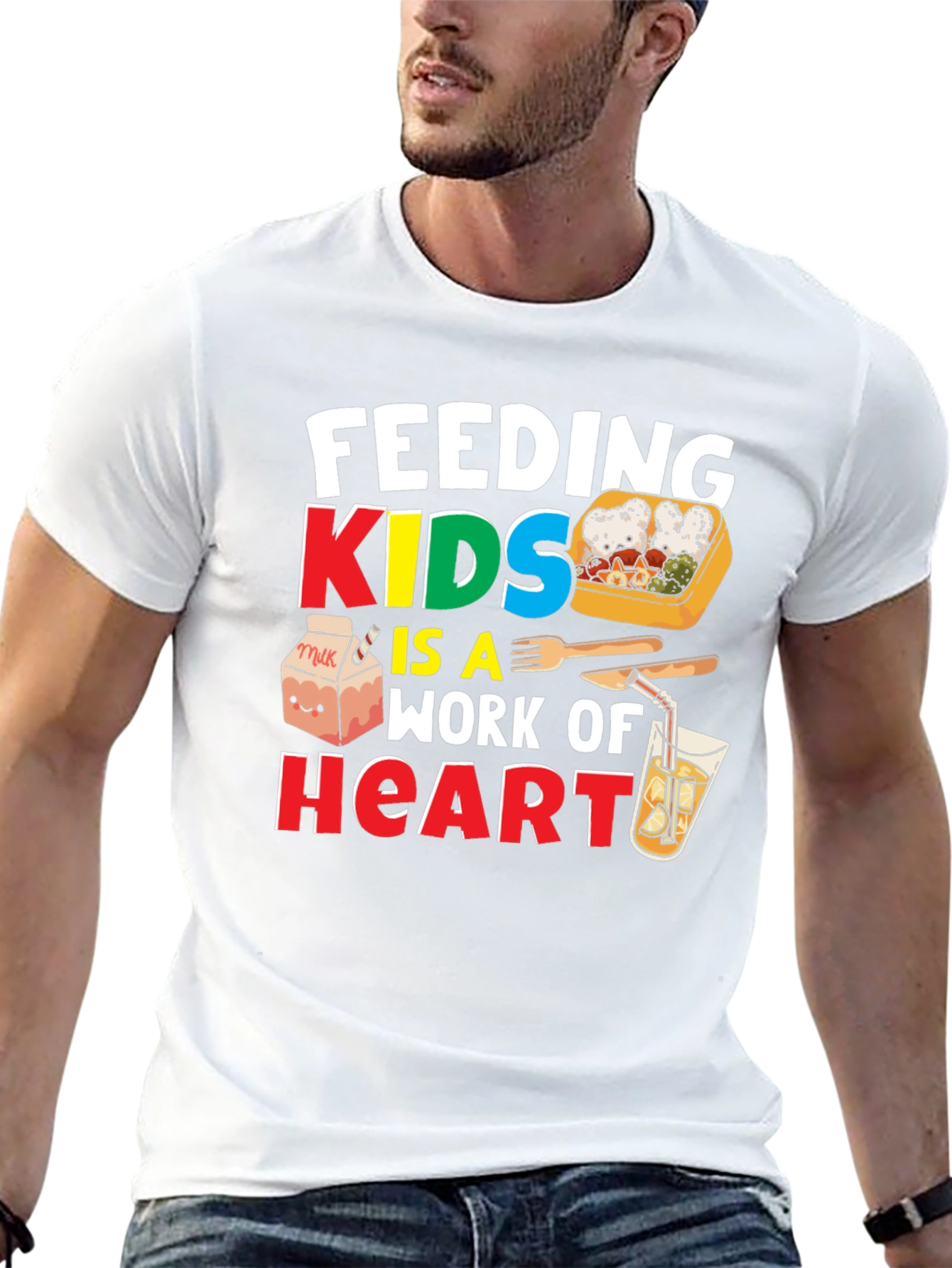 Black Feeding Kids is a Work of Heart T-Shirt view 13