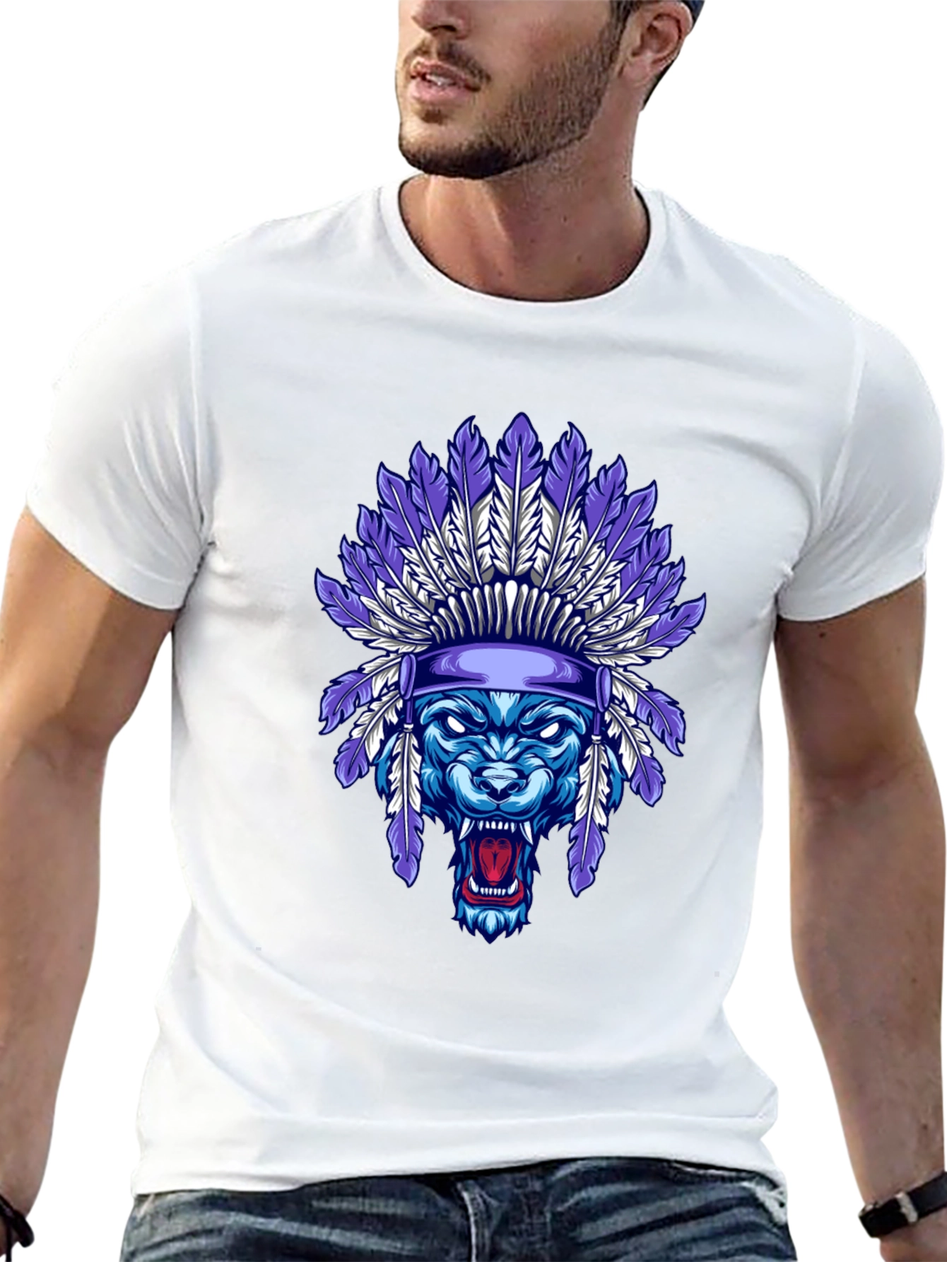 Black Wolf Headdress Graphic Tee view 13