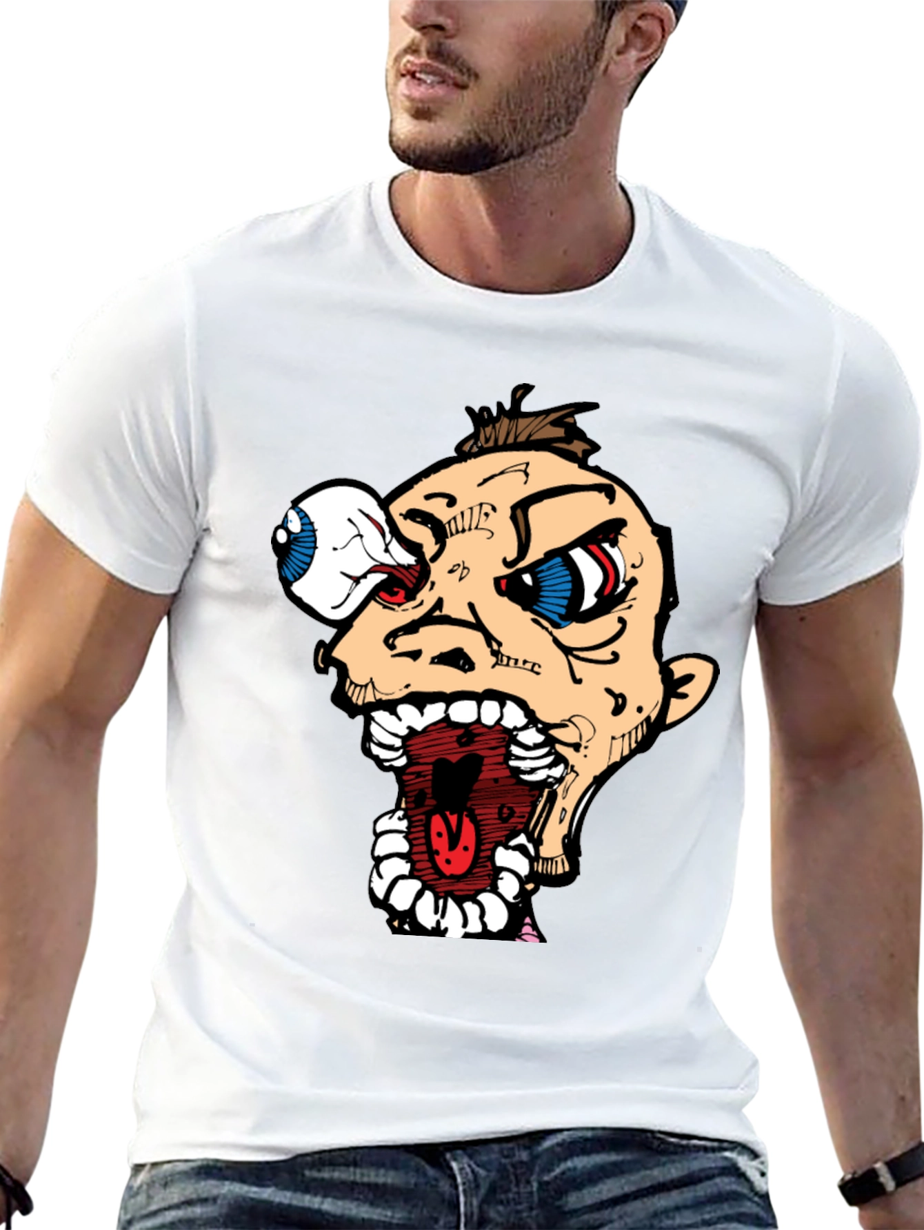 Black Cartoon Graphic Print Black Tee view 13