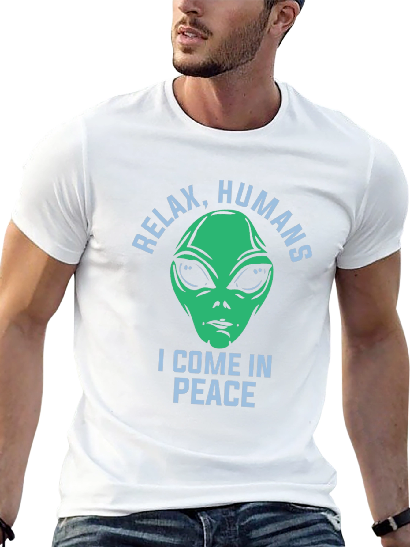 Black Relax Humans Alien Graphic T-Shirt view 13