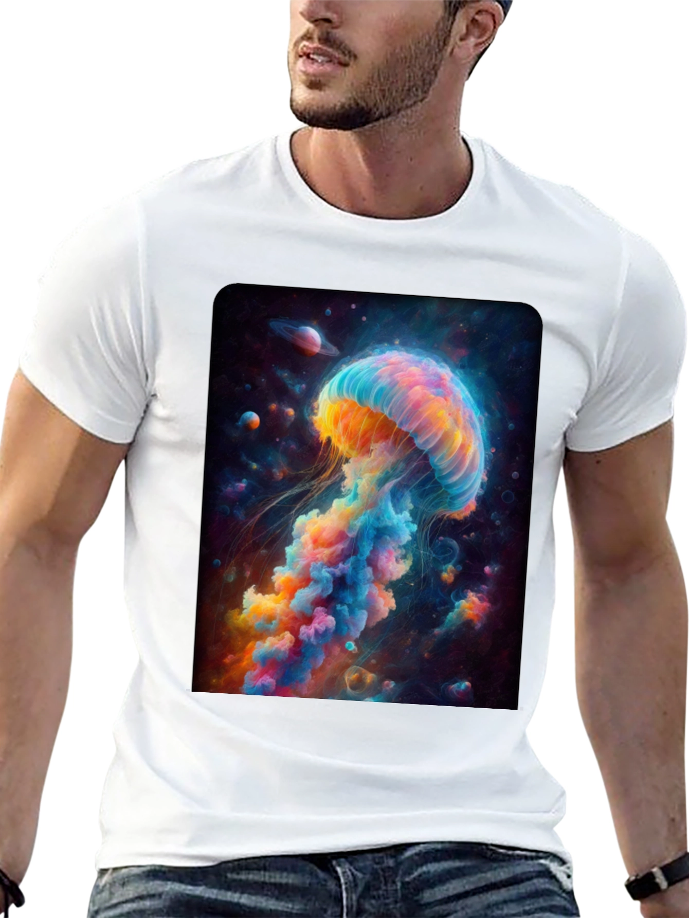 Black Space Jellyfish Graphic T-Shirt view 13