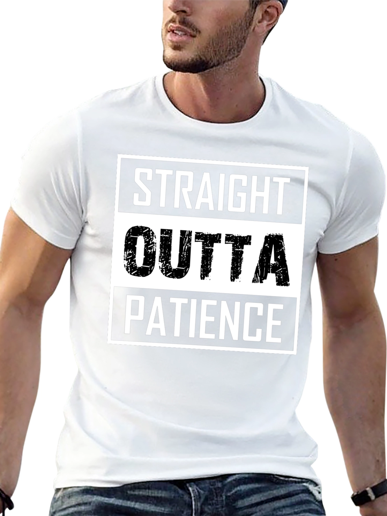 Black Straight Outta Patience T-Shirt - Funny Graphic Tee view 13