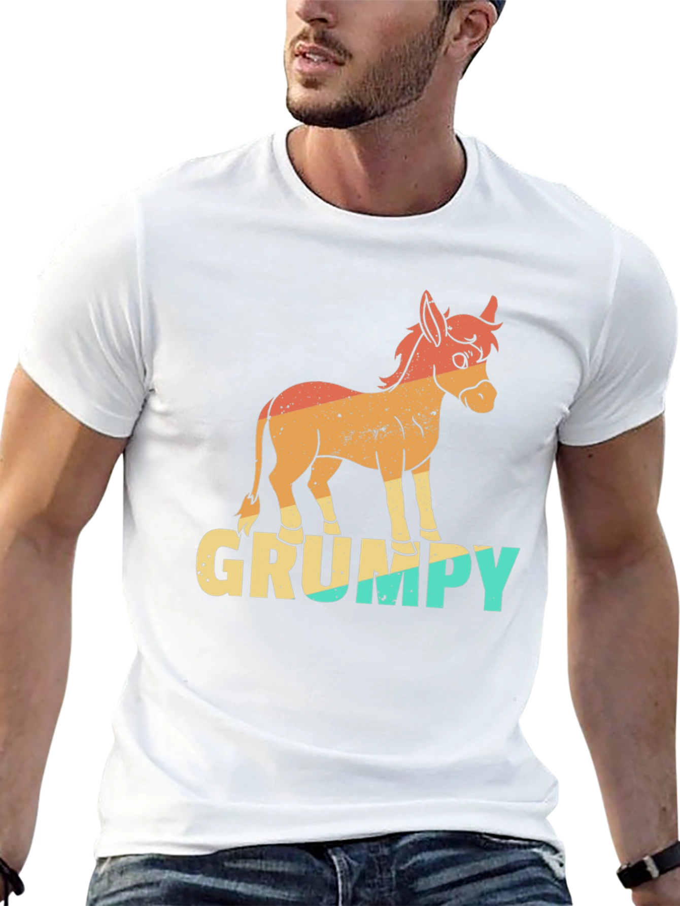 Black Grumpy Donkey T-Shirt - Funny Retro Graphic Tee view 13