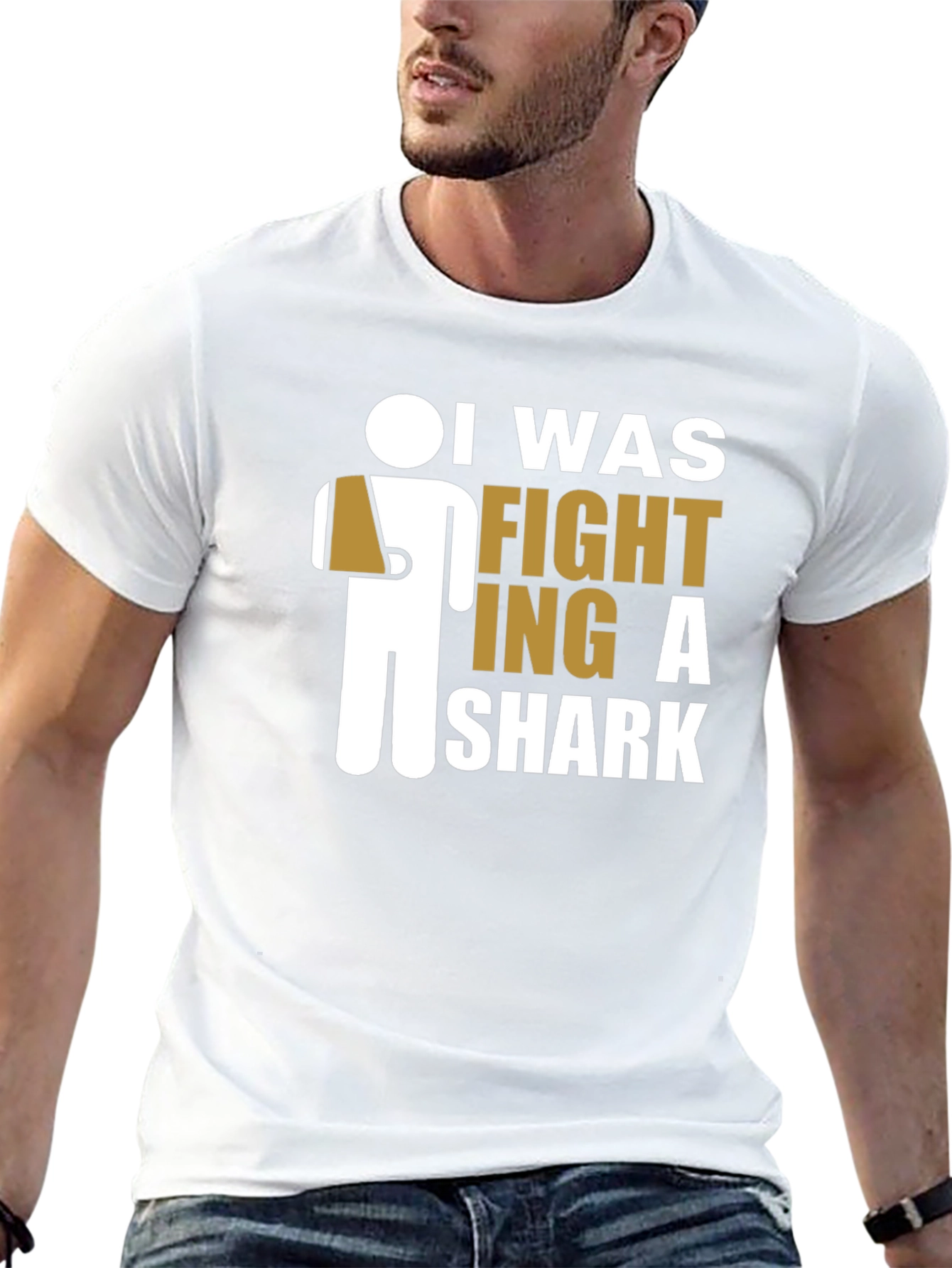 Black I Was Fighting A Shark T-Shirt - Funny Humor Tee view 13