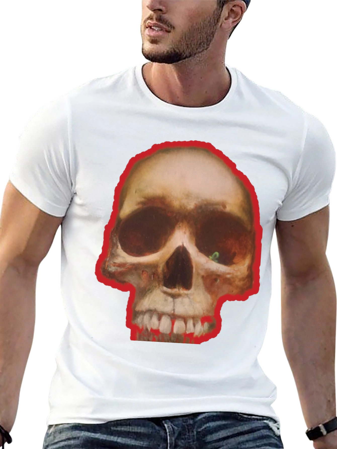 Black Skull Graphic Tee - Edgy Black Cotton T-Shirt view 13