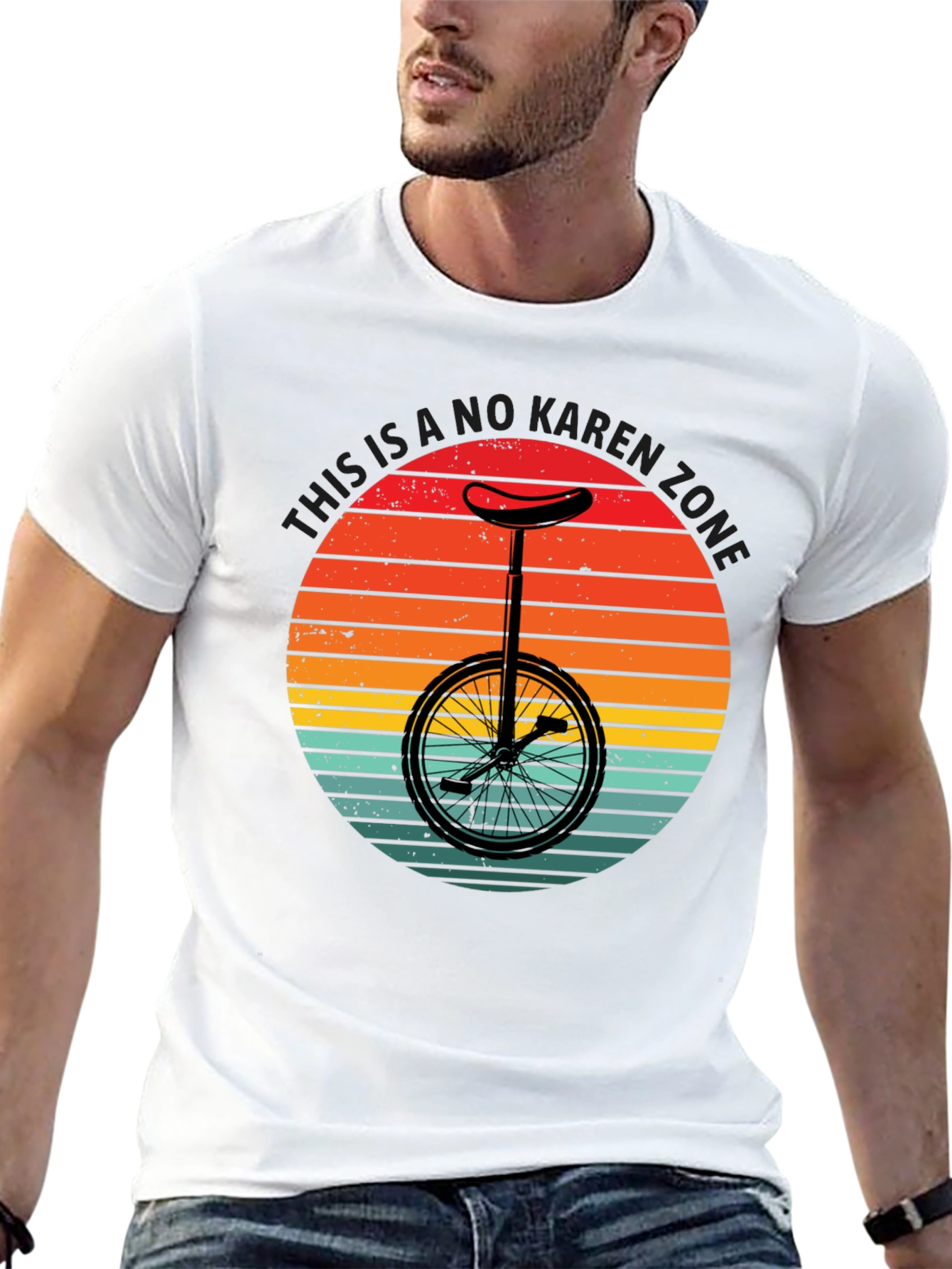 Black No Karen Zone T-Shirt - Unicycle Graphic Tee view 13