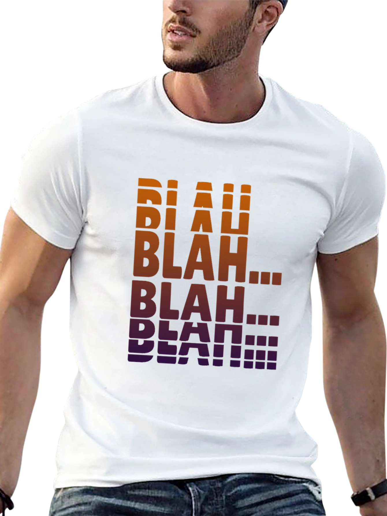 Black Blah Funky Graphic Tee - Gradient Text T-Shirt view 13