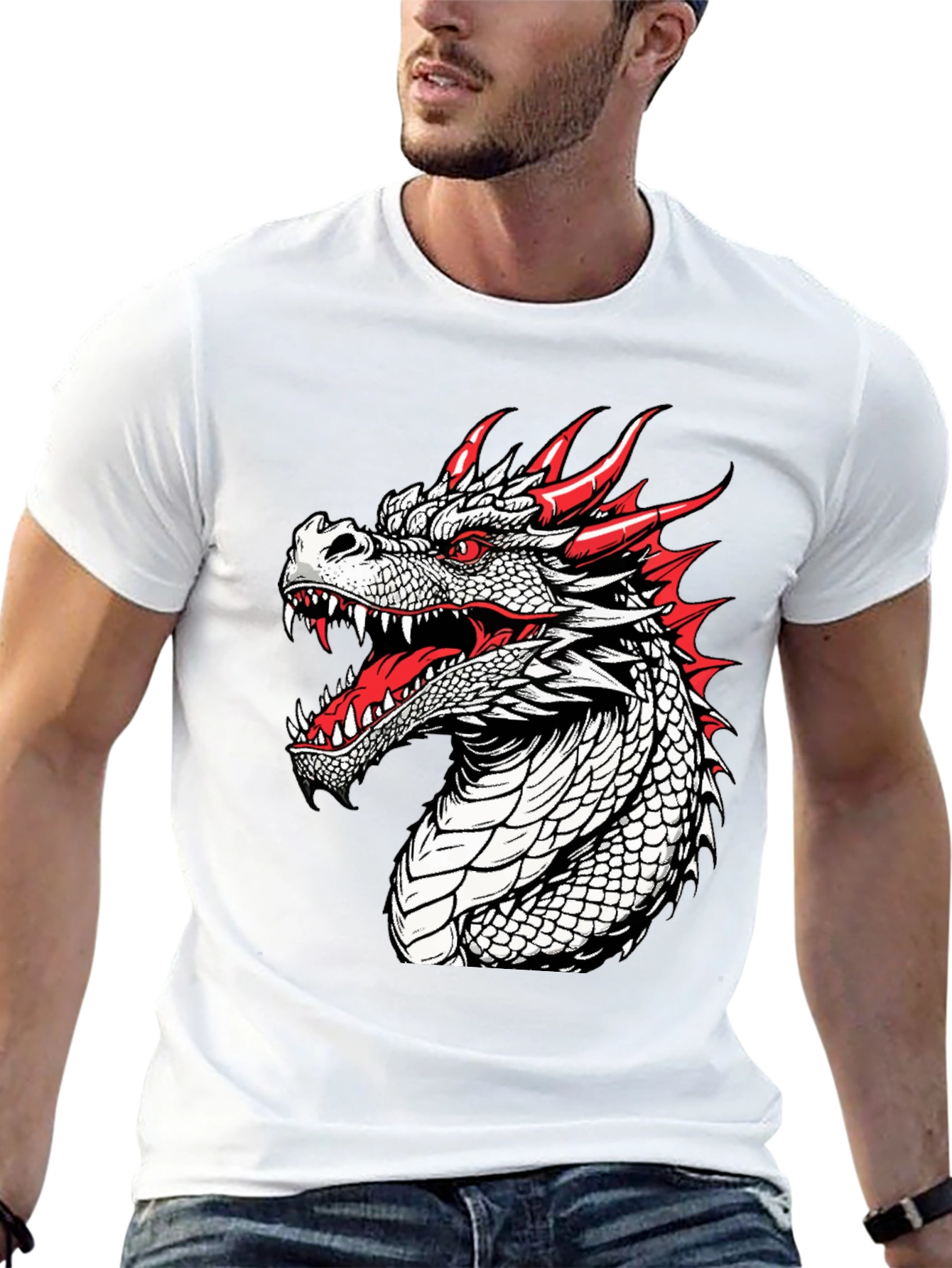 Black Dragon Graphic T-Shirt - Fierce and Bold Design view 13