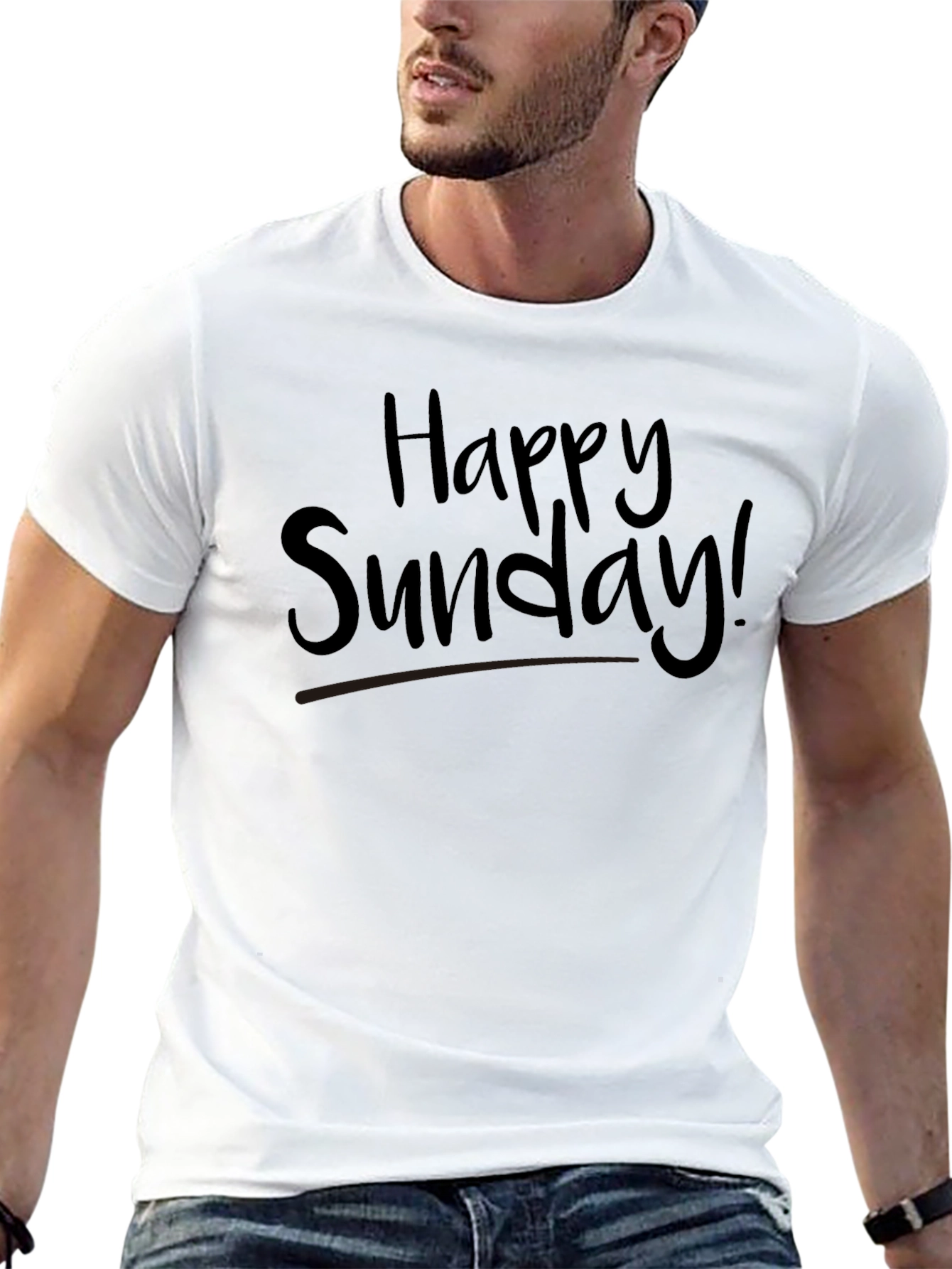 Black Happy Sunday Graphic Tee - Casual Black T-Shirt view 13