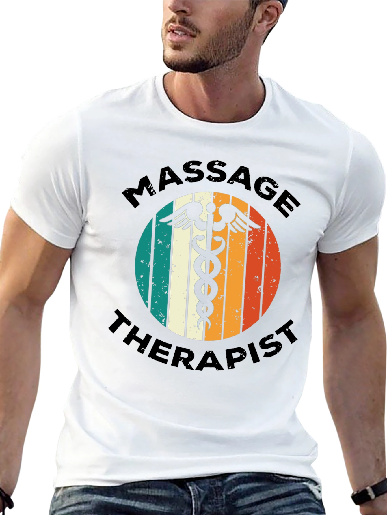 Black Massage Therapist T-Shirt - Retro Medical Design view 13