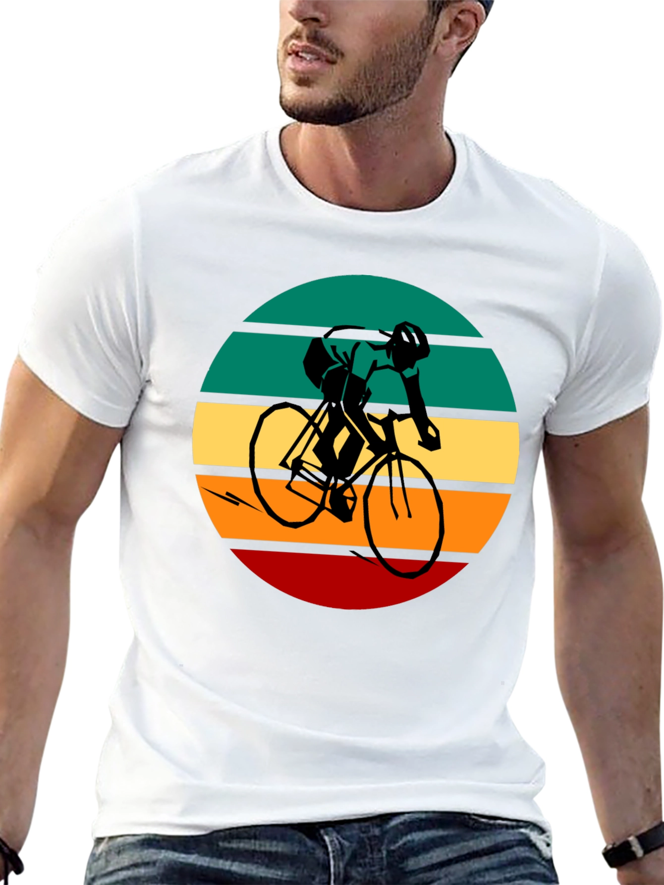Black Retro Cycling Graphic Tee - Black Cotton Blend view 13