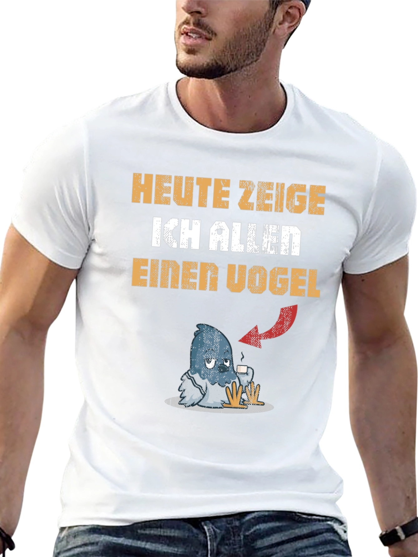 Black Heute Zeige Ich Allen Einen Vogel Graphic Tee view 13