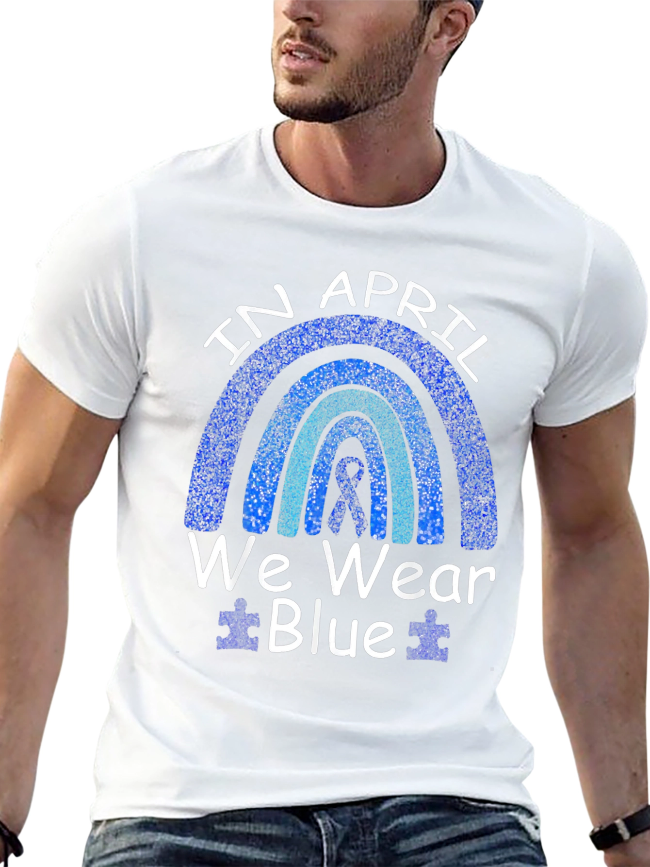 Black April Autism Awareness T-Shirt - We Wear Blue view 13
