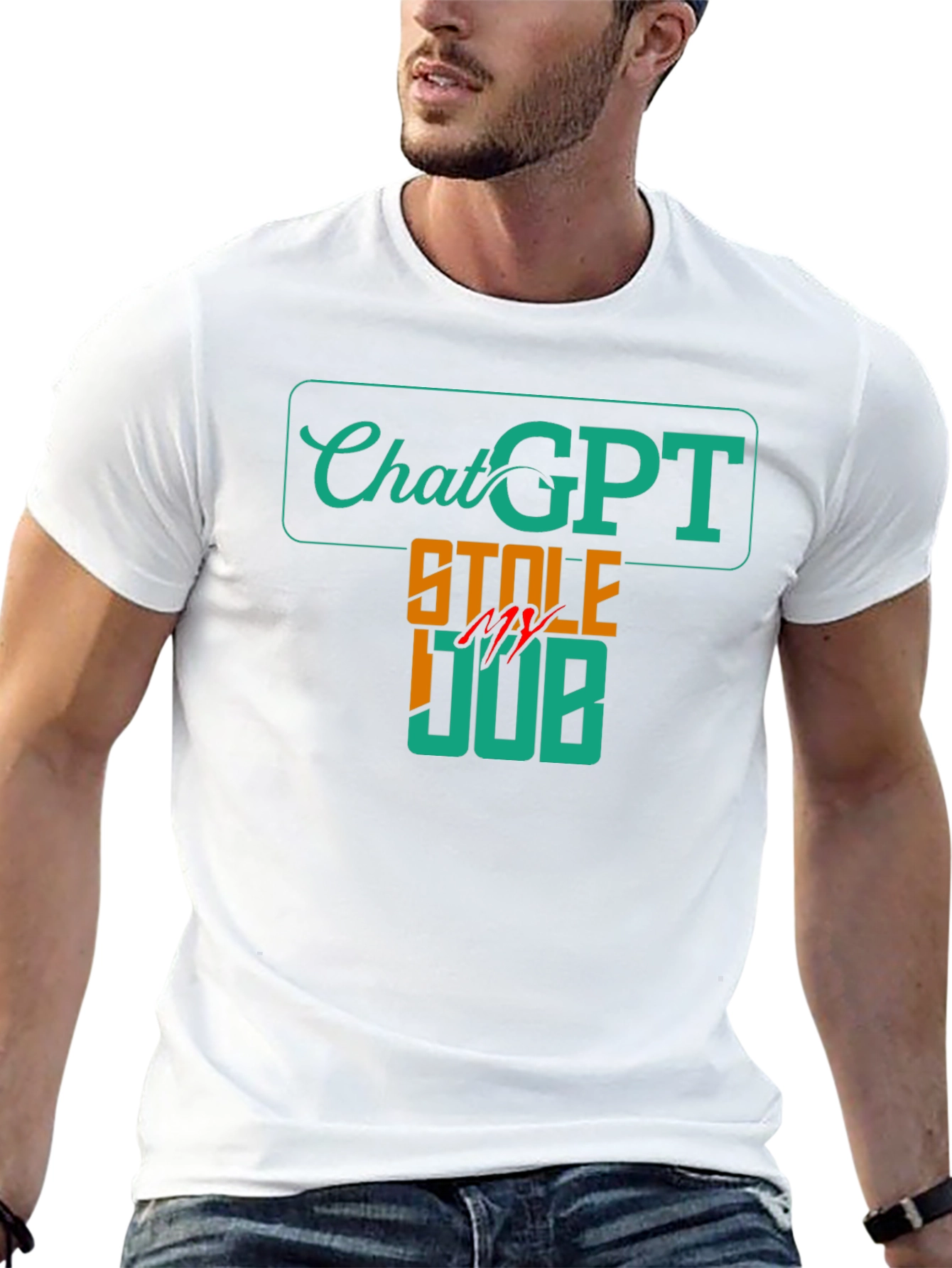 Black ChatGPT Stole My Job Funny T-Shirt view 13