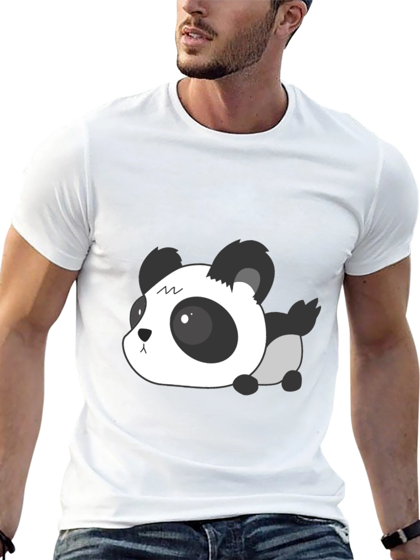 Black Cute Panda Graphic Tee - Soft Black T-Shirt view 13