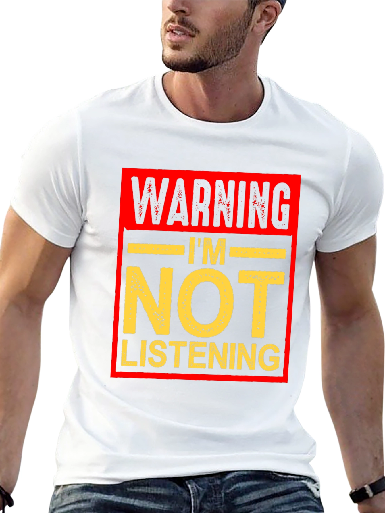 Black Warning I'm Not Listening Graphic T-Shirt view 13