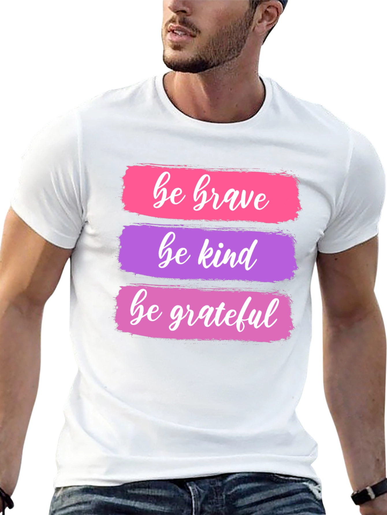 Black Be Brave, Kind, Grateful T-Shirt view 13