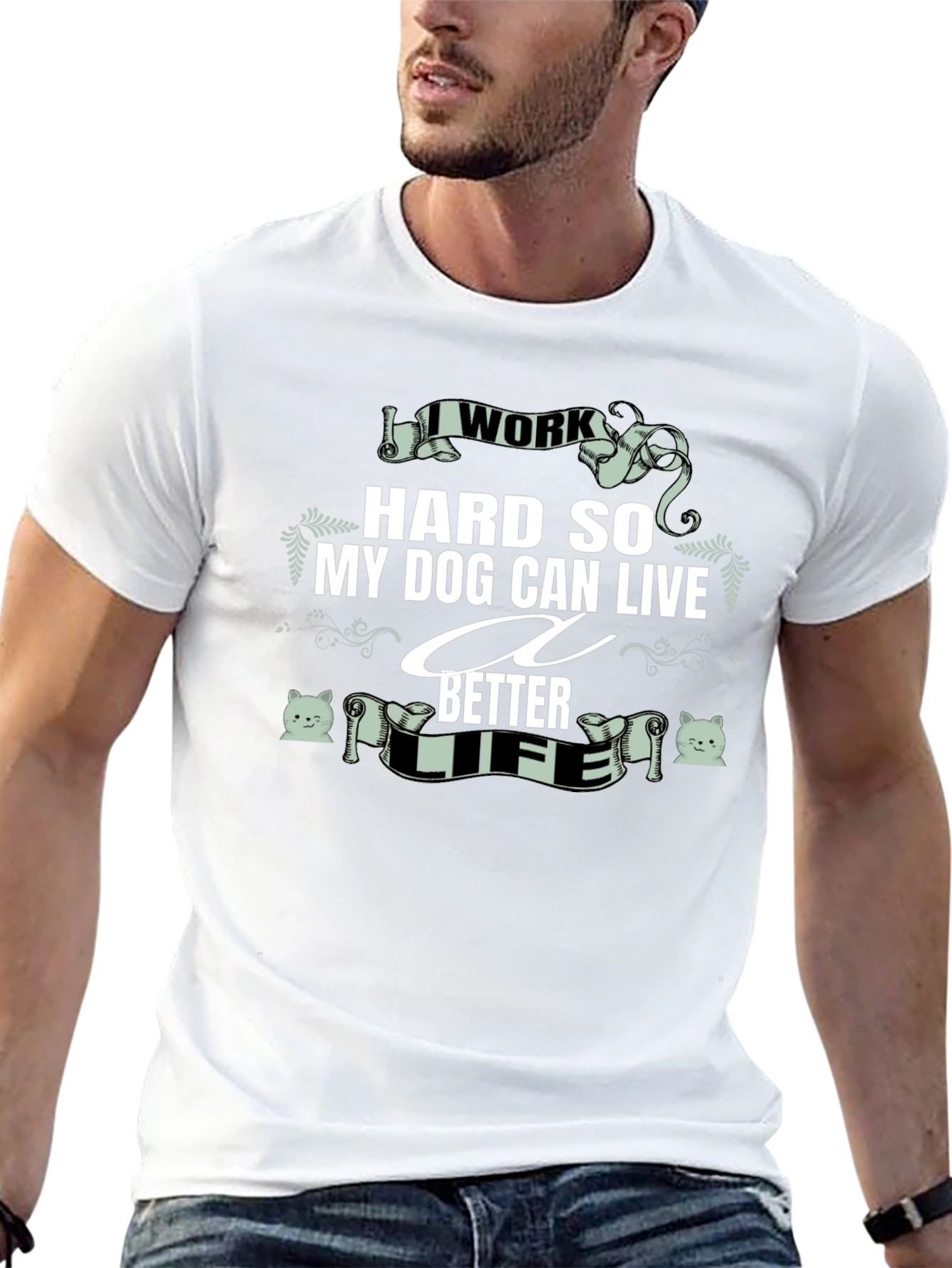 Black I Work Hard for My Dog T-Shirt view 13