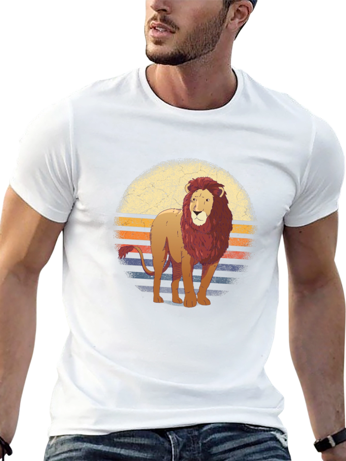 Black Lion Sunset Graphic T-Shirt view 13