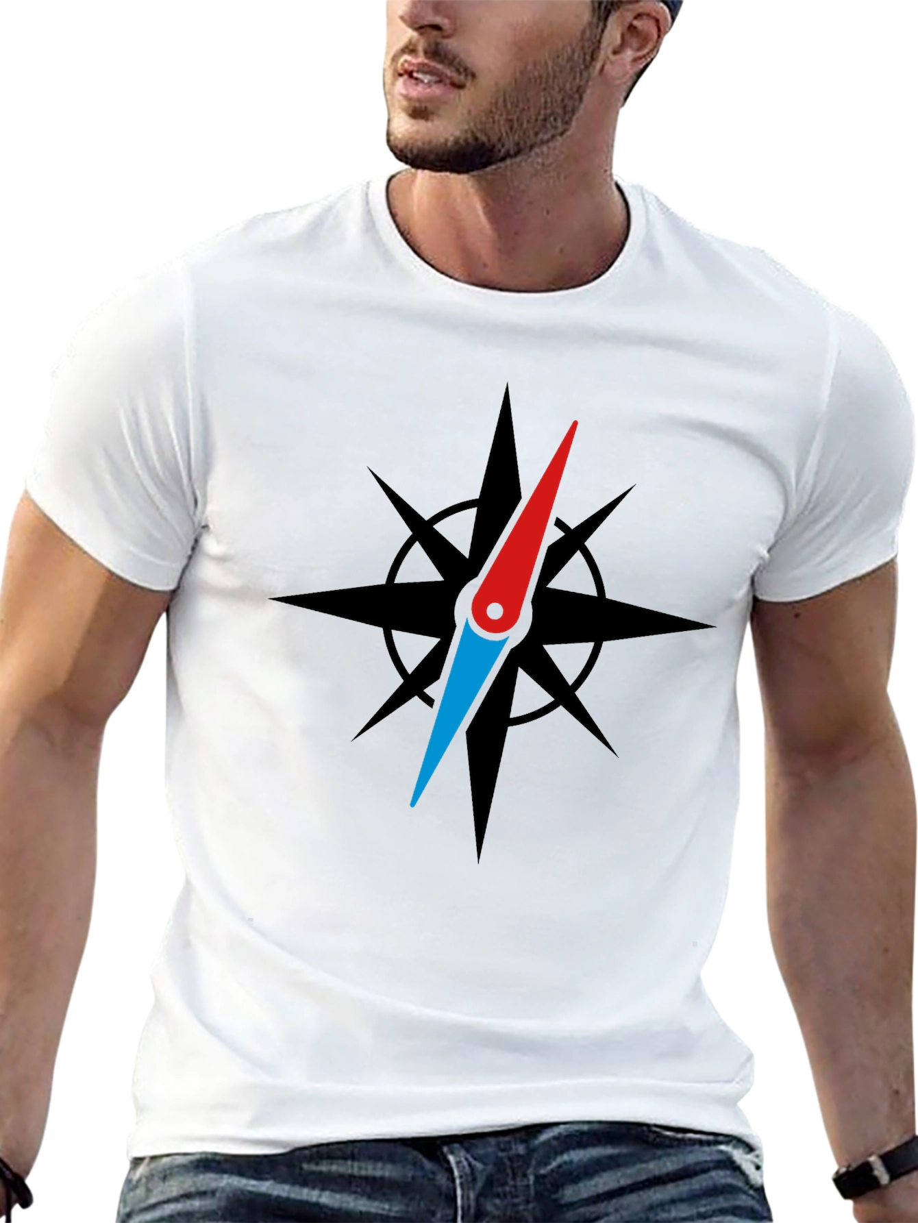 Black Compass Rose Graphic Black T-Shirt view 13