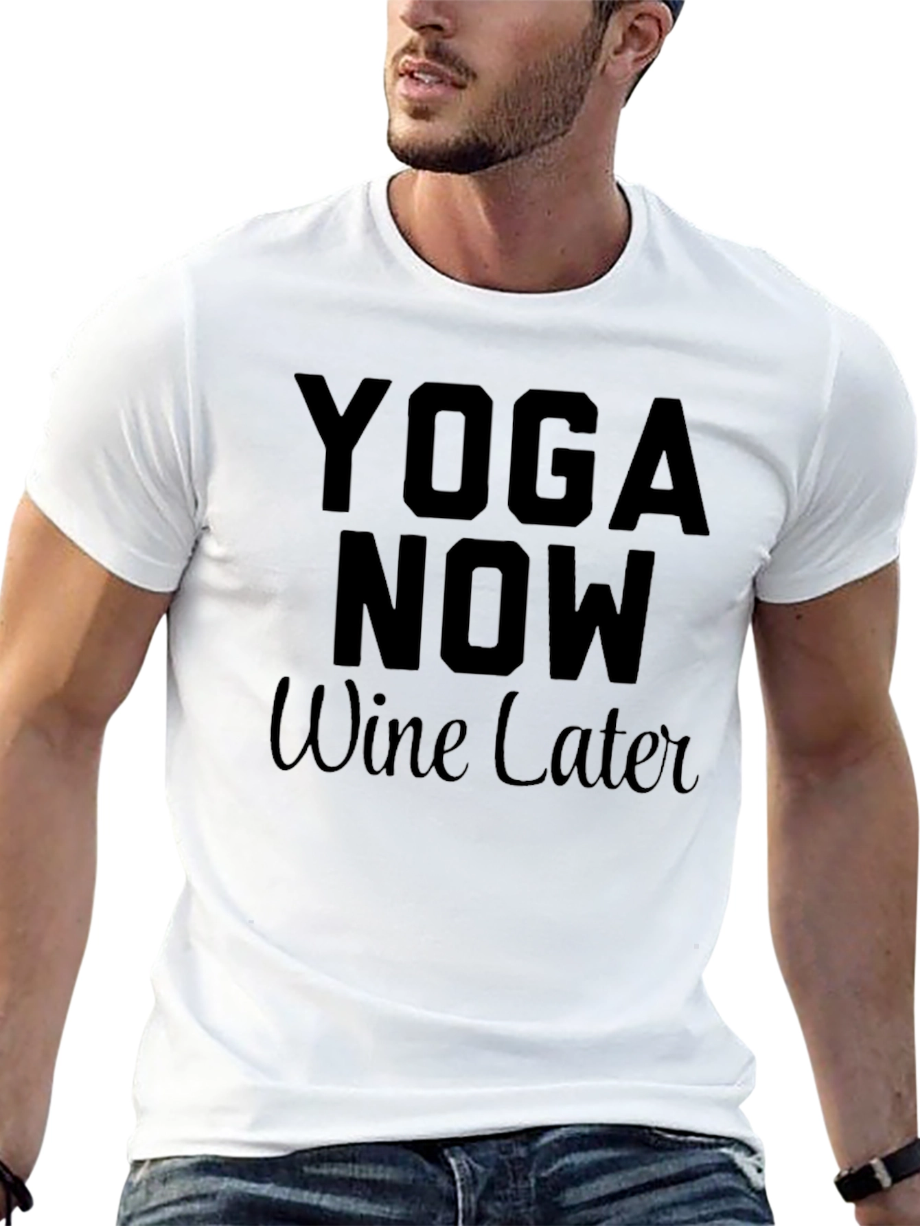 Black Yoga Now, Wine Later Graphic Tee view 13