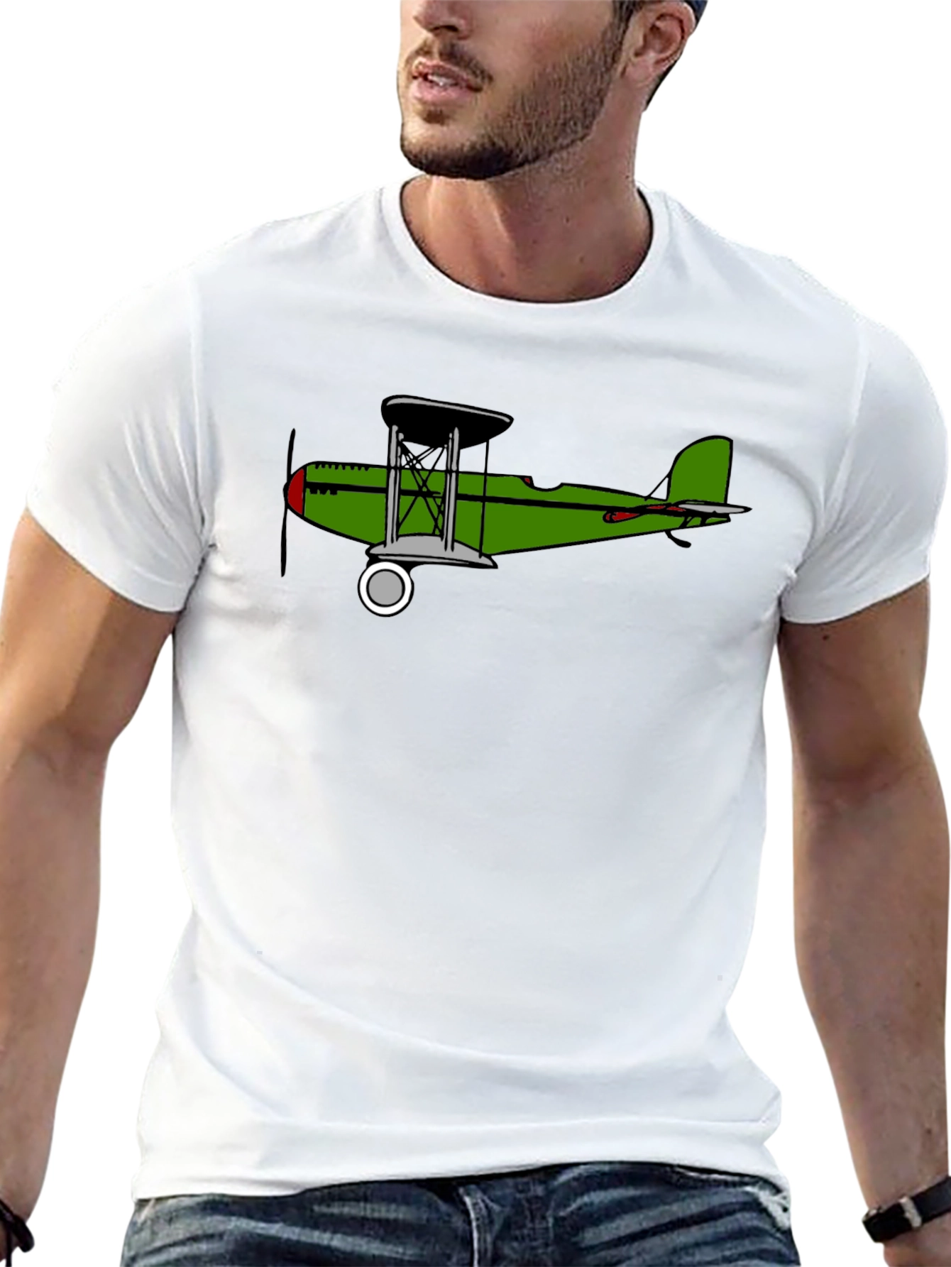 Black Vintage Biplane Graphic Tee - Black view 13