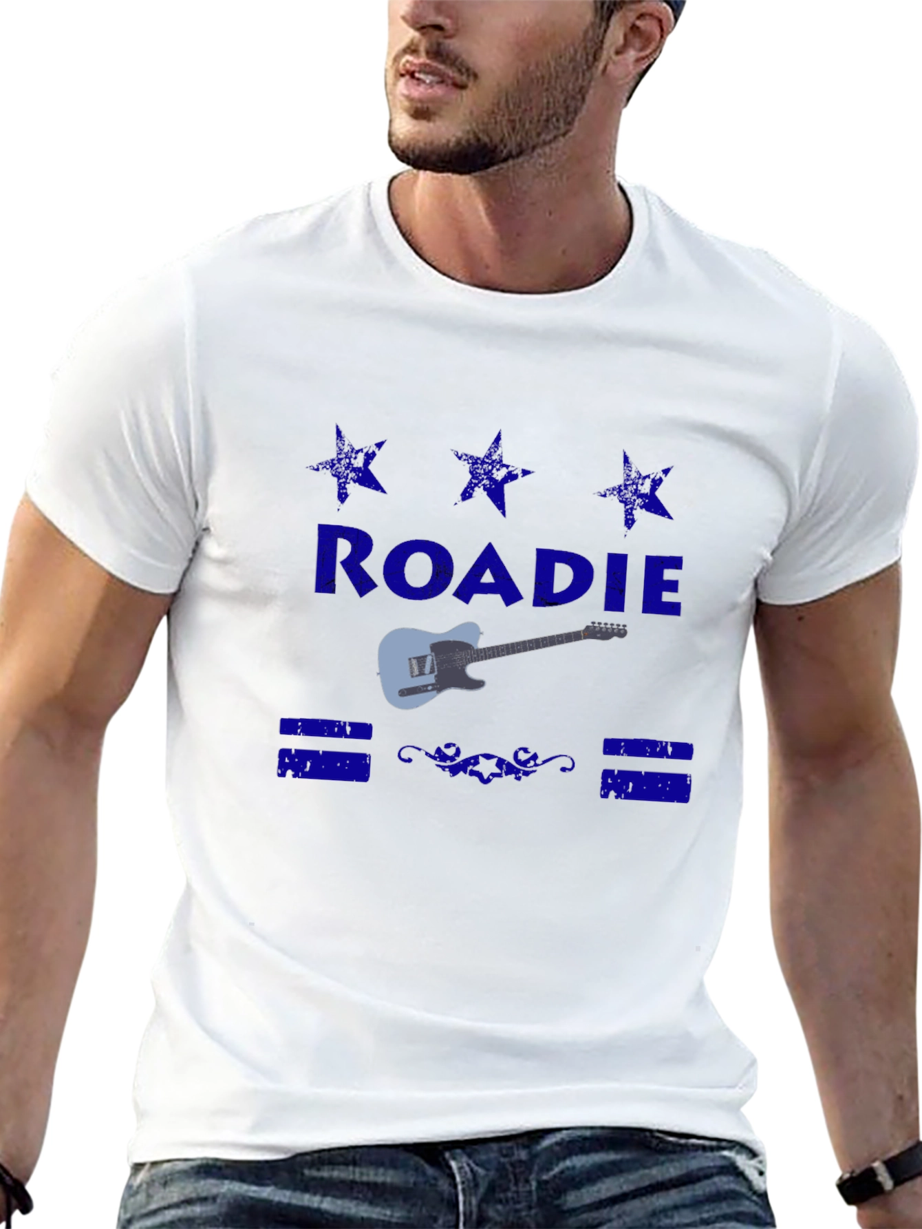 Black Roadie Guitar T-Shirt - Classic Crew Neck Tee view 13