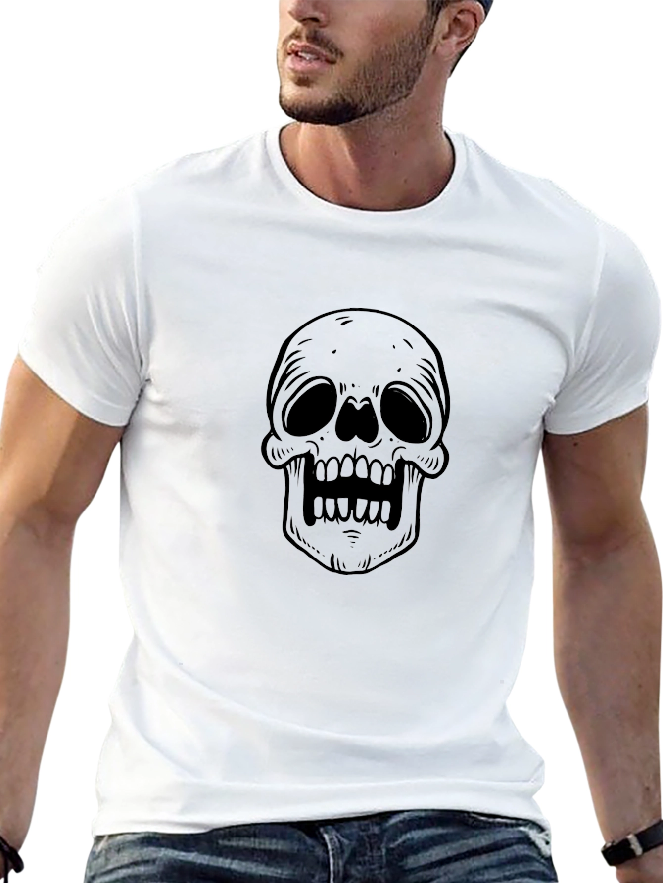 Black Skull Graphic Black T-Shirt - Edgy Style view 13