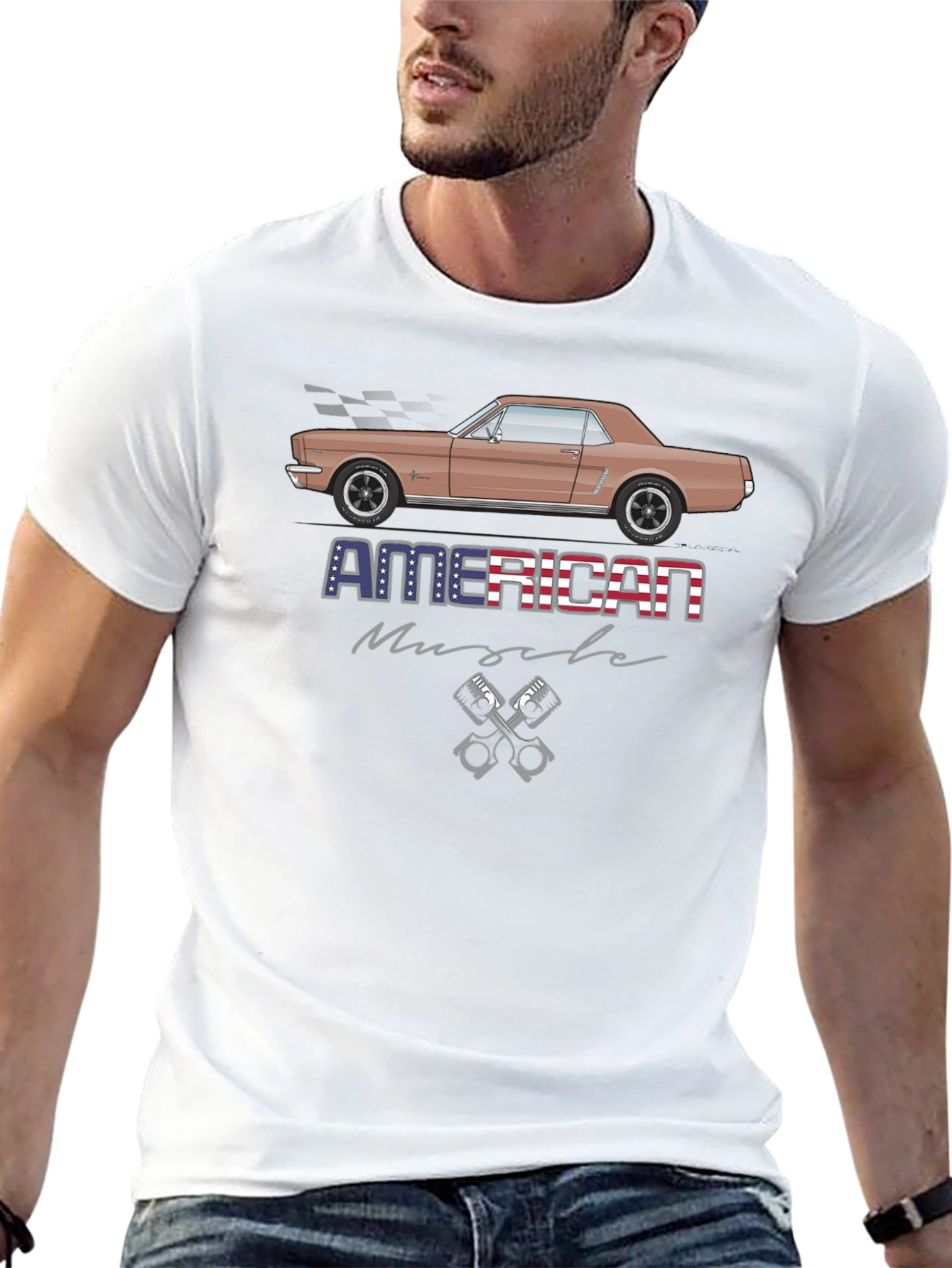 Black American Muscle Car T-Shirt view 13