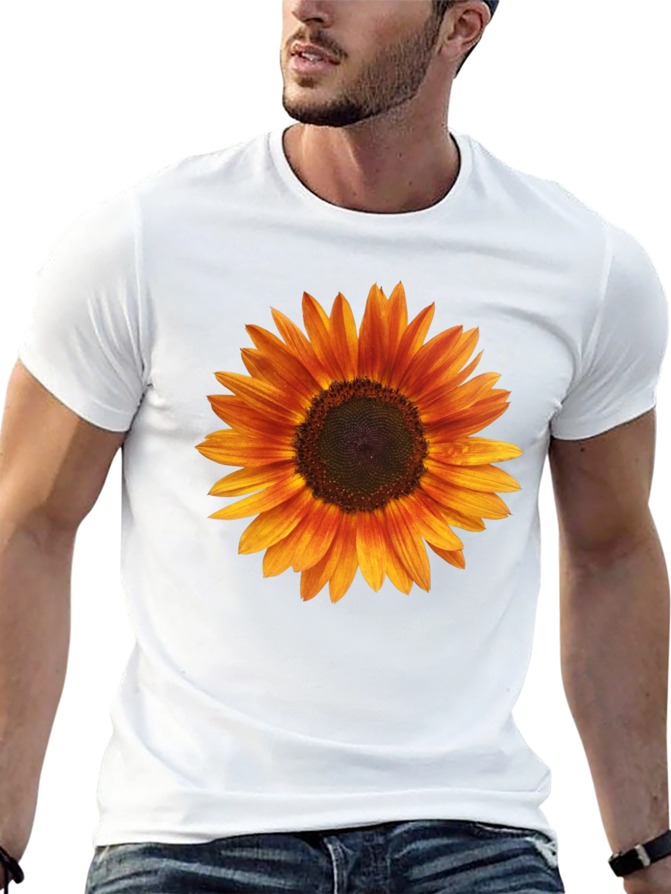 Black Sunflower Graphic Black T-Shirt for Men view 13